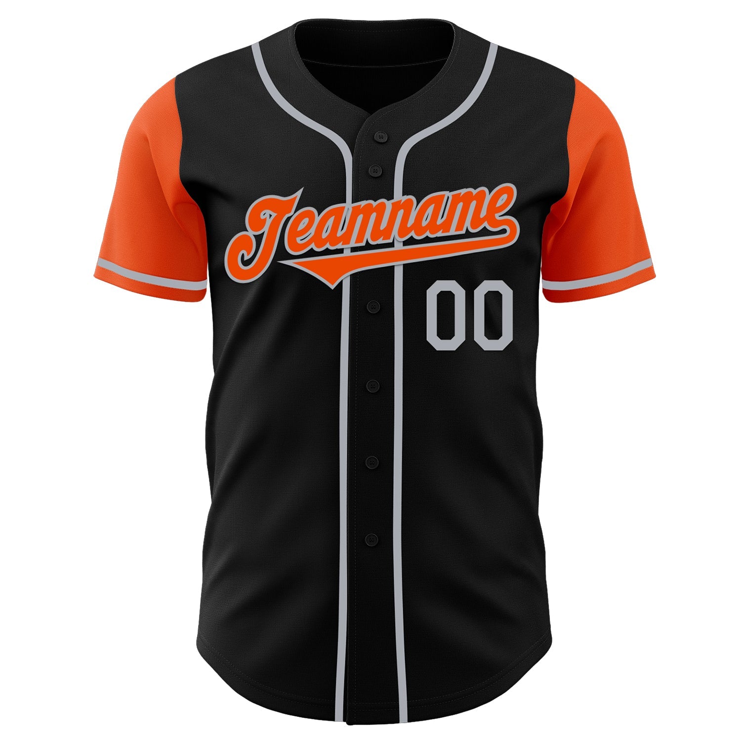 Custom Black Orange-Gray Authentic Two Tone Baseball Jersey view 2