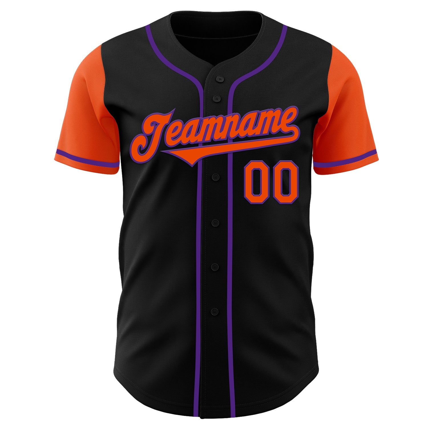 Custom Black Orange-Purple Authentic Two Tone Baseball Jersey view 2