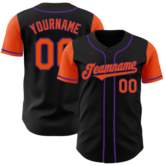 Custom Black Orange-Purple Authentic Two Tone Baseball Jersey - Main View