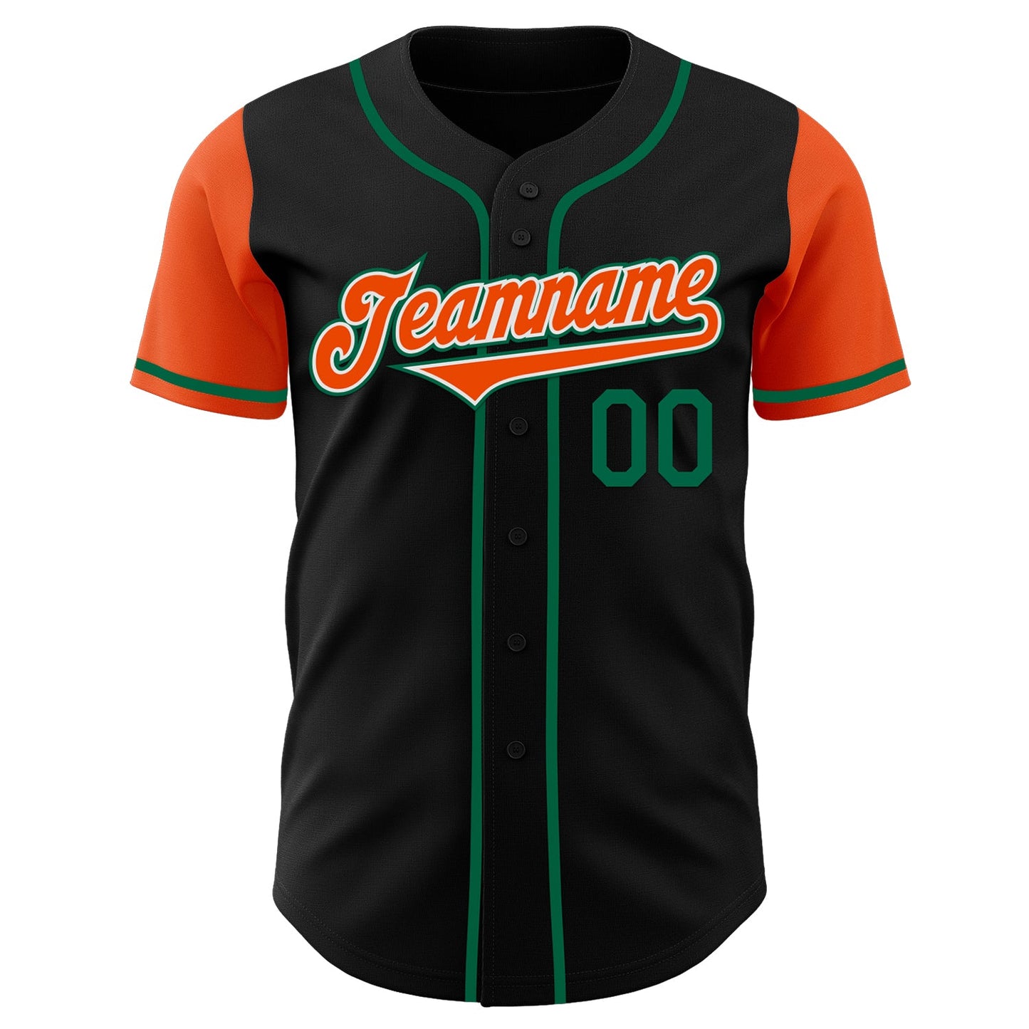 Custom Black Orange-Kelly Green Authentic Two Tone Baseball Jersey view 2