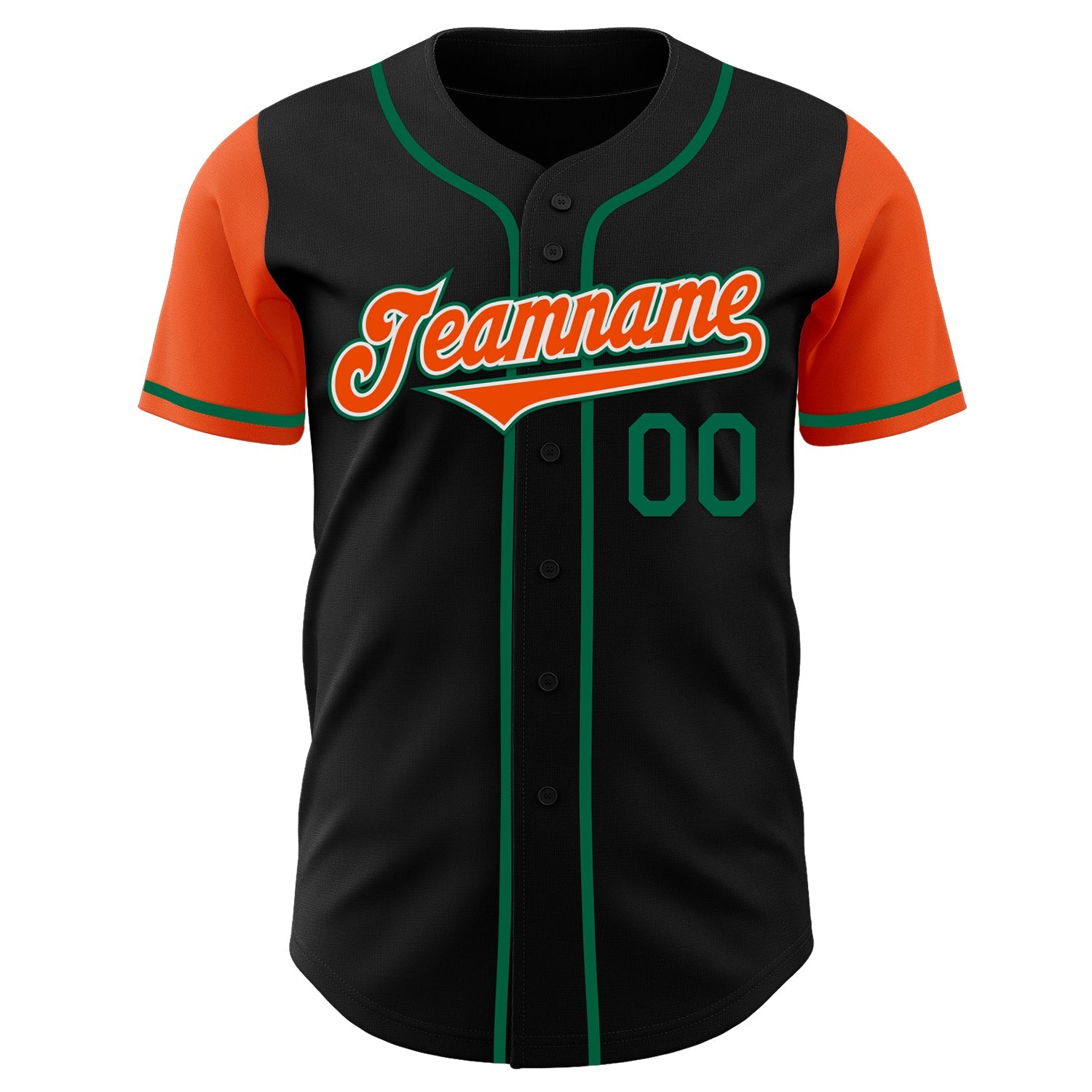 Custom Black Orange-Kelly Green Authentic Two Tone Baseball Jersey view 2