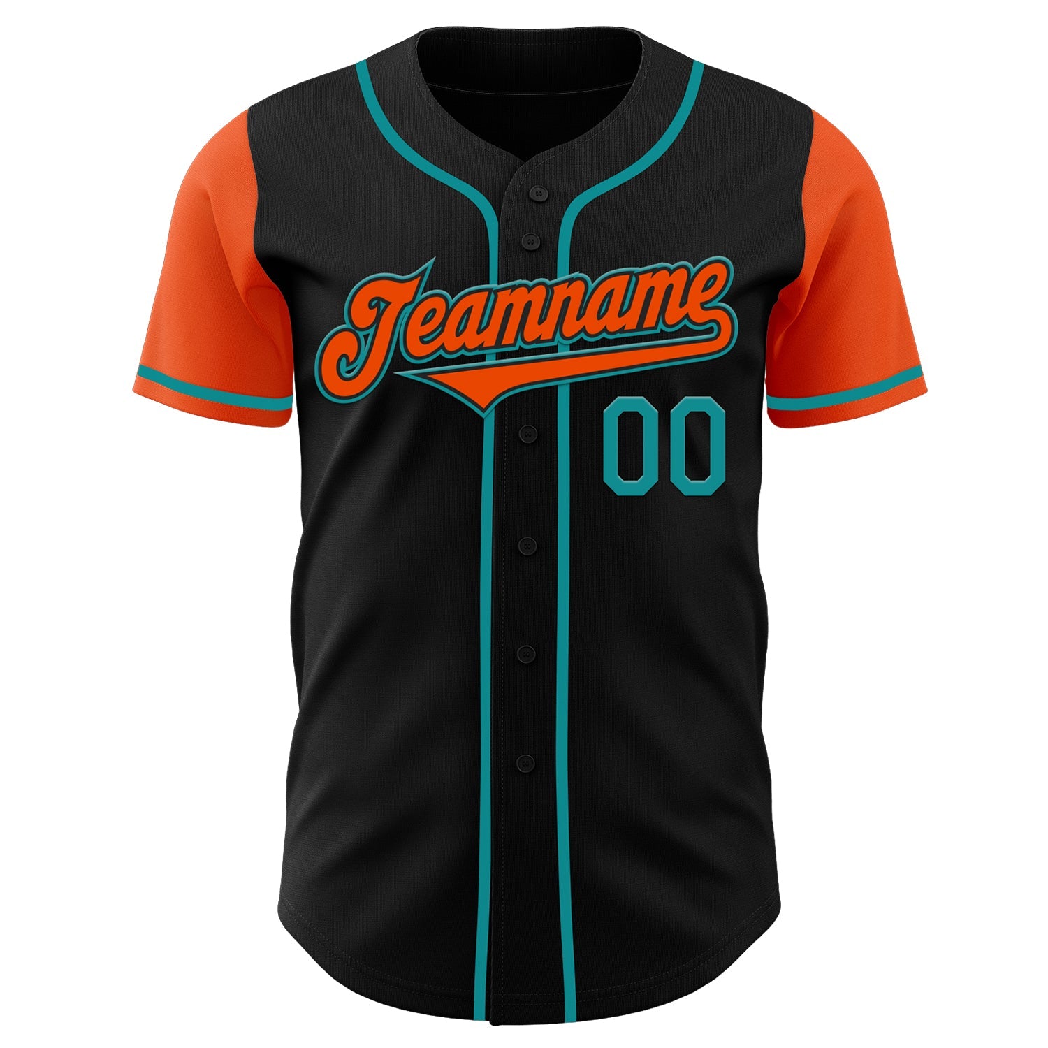 Custom Black Orange-Teal Authentic Two Tone Baseball Jersey view 2