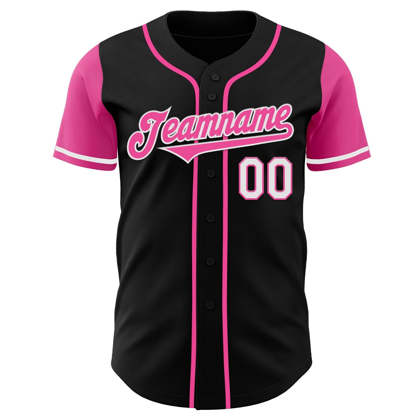 Custom Black Pink-White Authentic Two Tone Baseball Jersey view 2