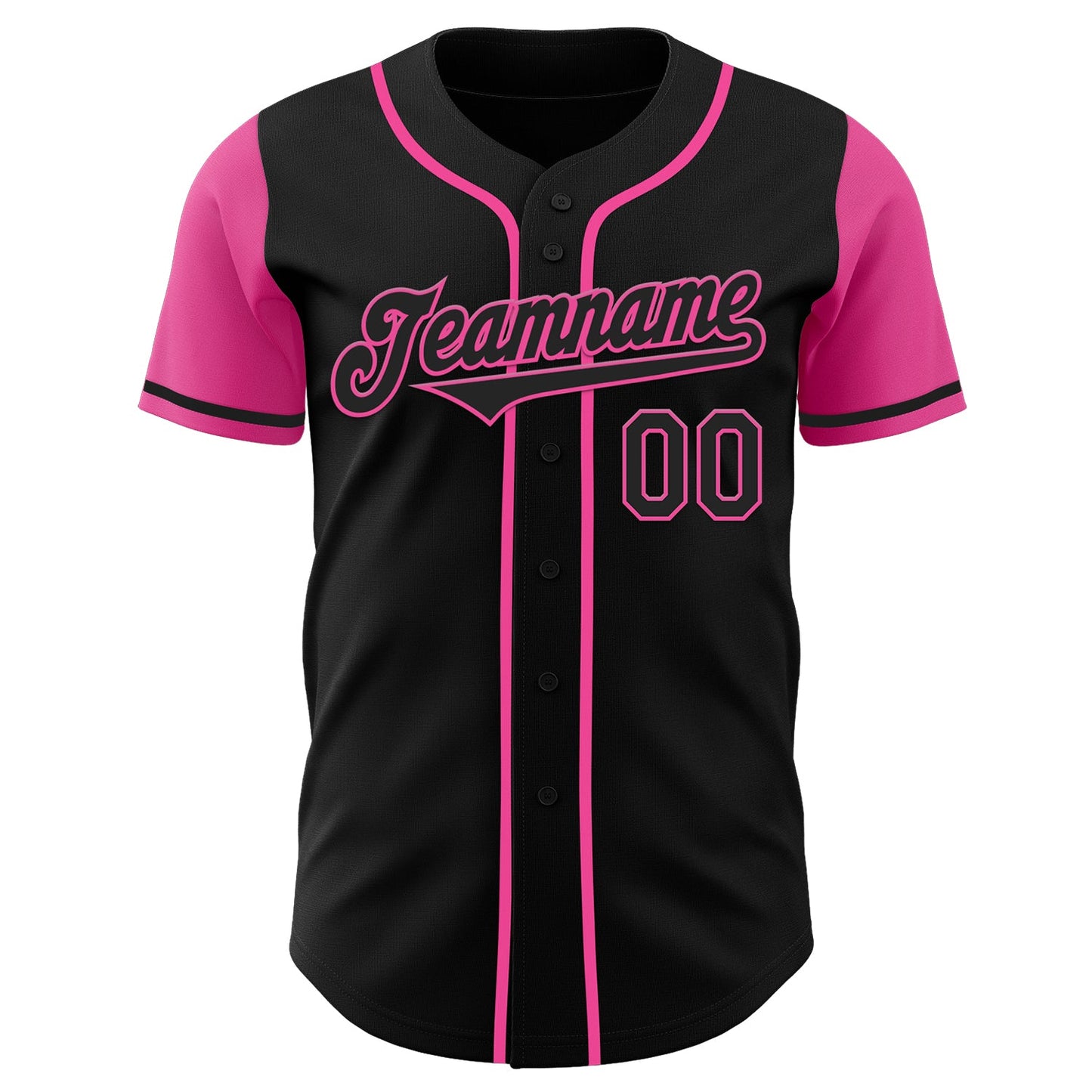 Custom Black Pink Authentic Two Tone Baseball Jersey view 2