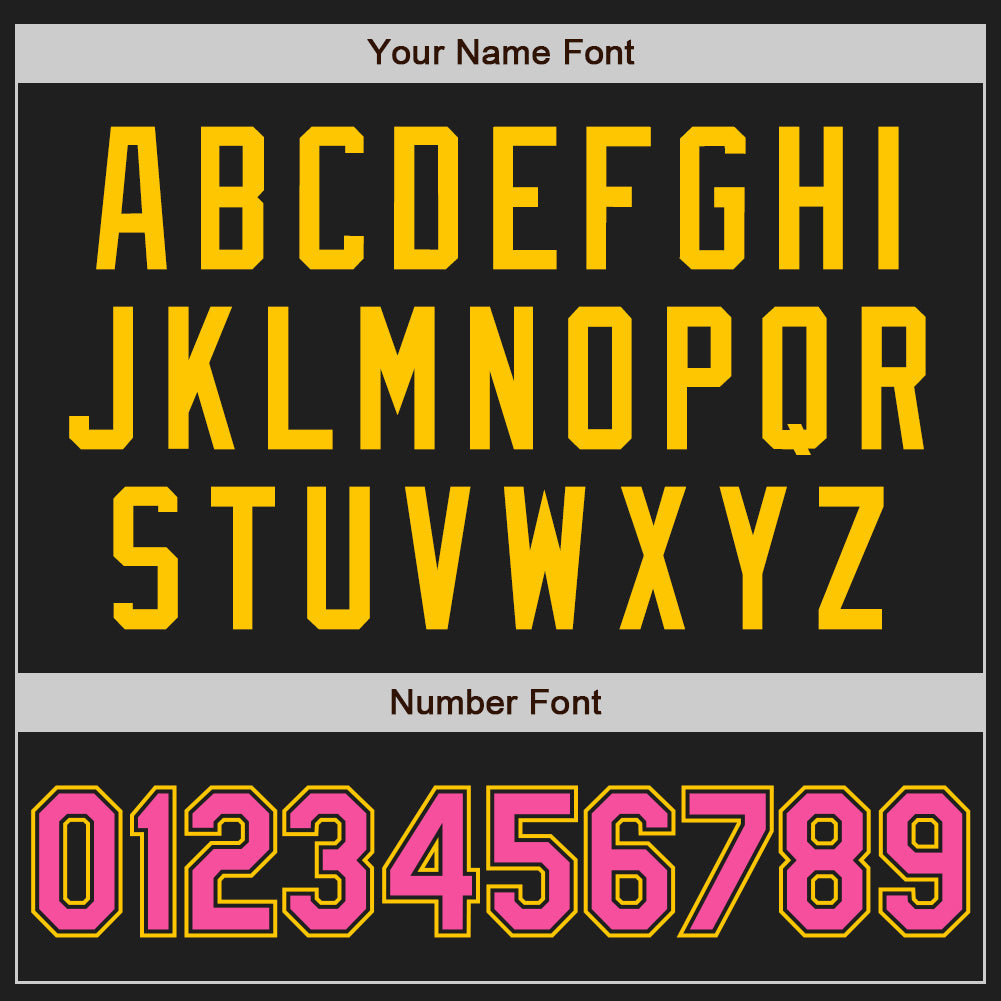 Custom Black Pink-Yellow Authentic Two Tone Baseball Jersey view 5