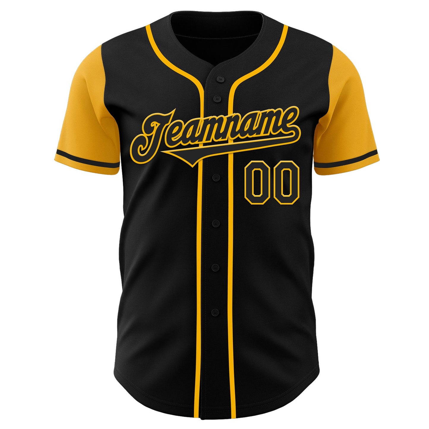 Custom Black Gold Authentic Two Tone Baseball Jersey view 2