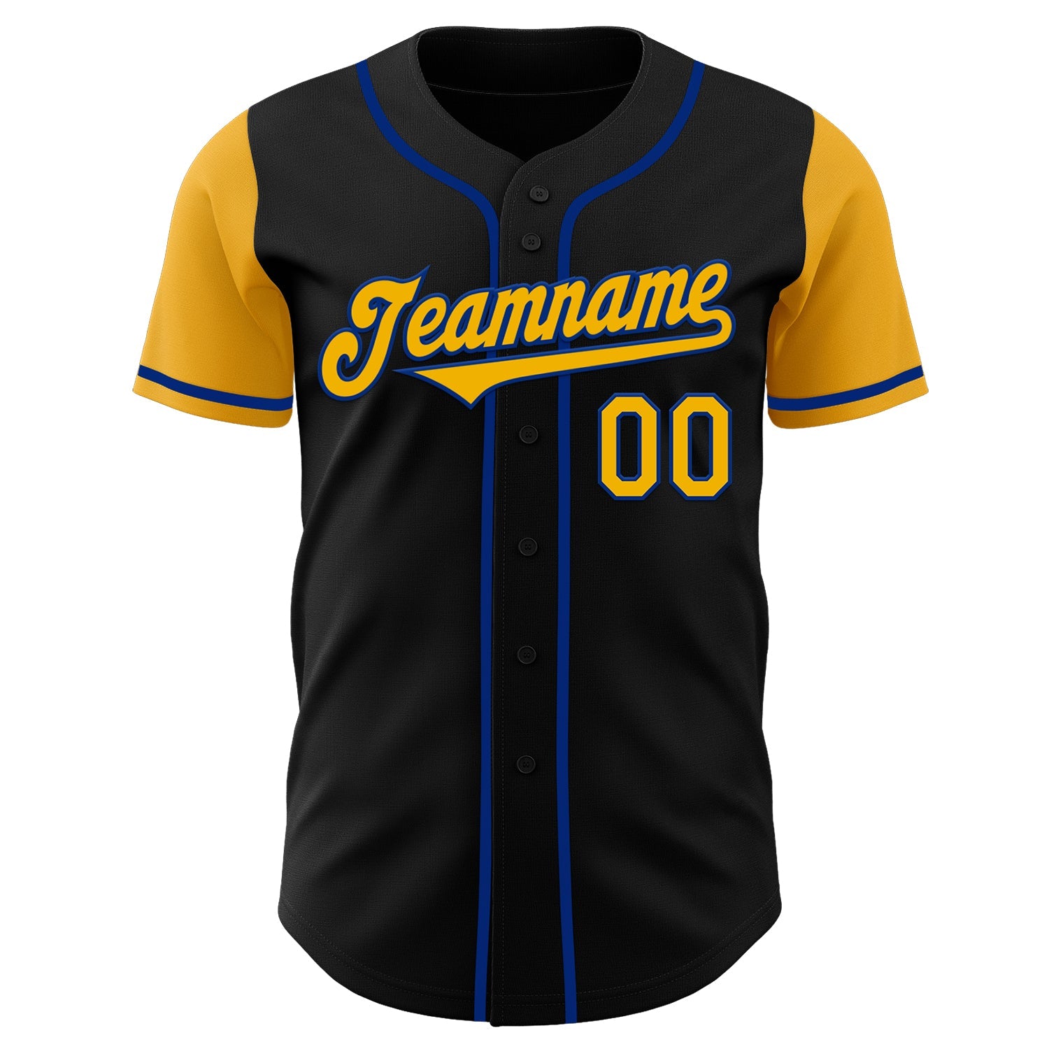 Custom Black Gold-Royal Authentic Two Tone Baseball Jersey view 2