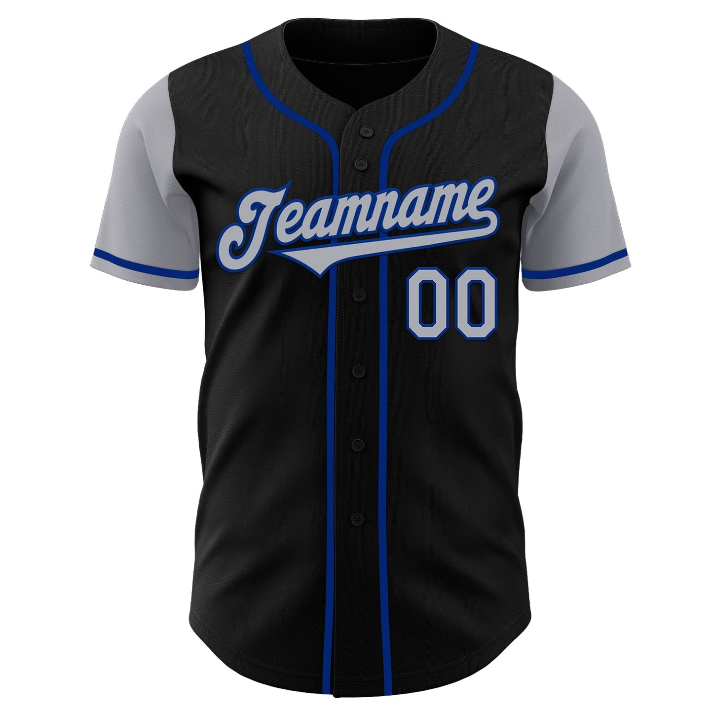 Custom Black Gray-Royal Authentic Two Tone Baseball Jersey view 2