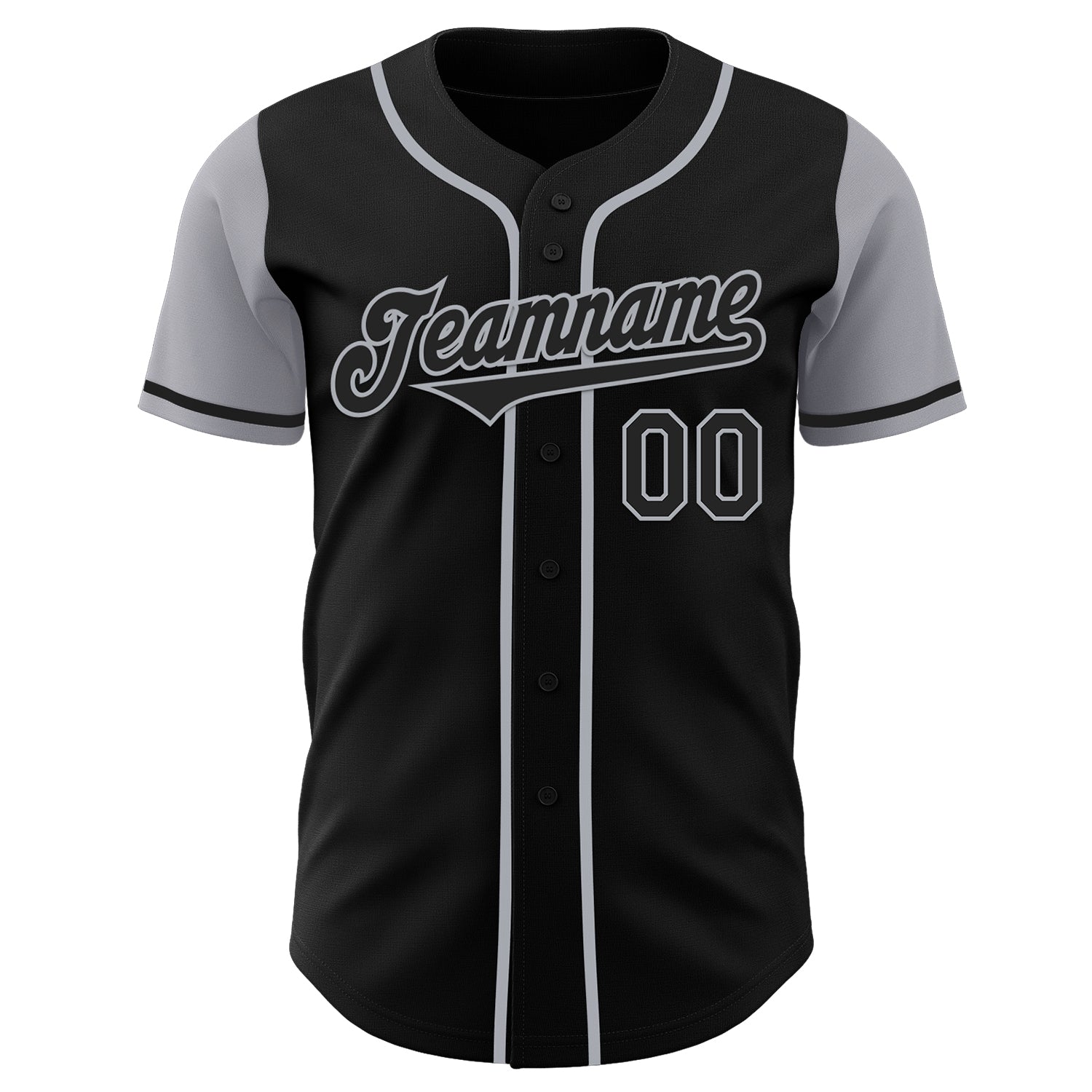 Custom Black Gray Authentic Two Tone Baseball Jersey view 2