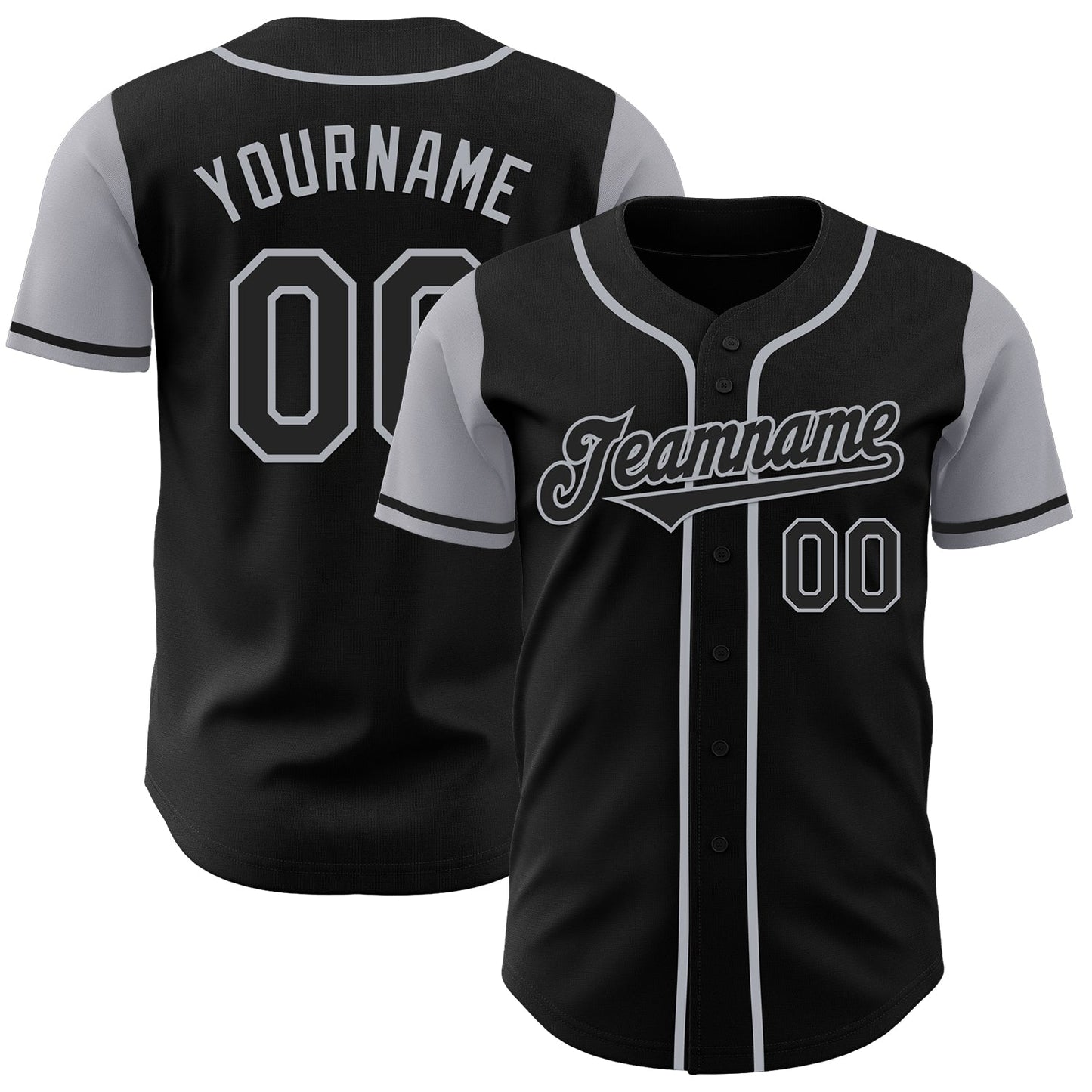 Custom Black Gray Authentic Two Tone Baseball Jersey - Main View