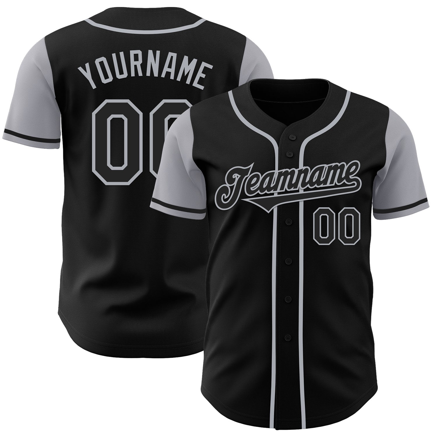 Custom Black Gray Authentic Two Tone Baseball Jersey - Main View