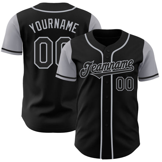 Custom Black Gray Authentic Two Tone Baseball Jersey - Main View