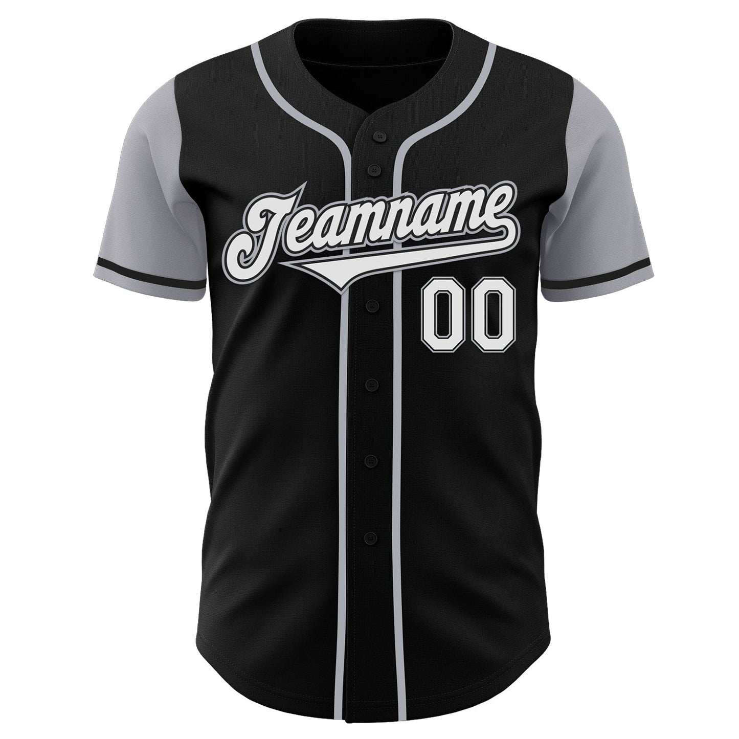 Custom Black White-Gray Authentic Two Tone Baseball Jersey view 2