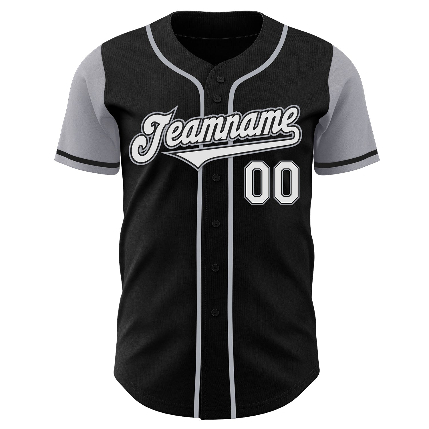 Custom Black White-Gray Authentic Two Tone Baseball Jersey view 2