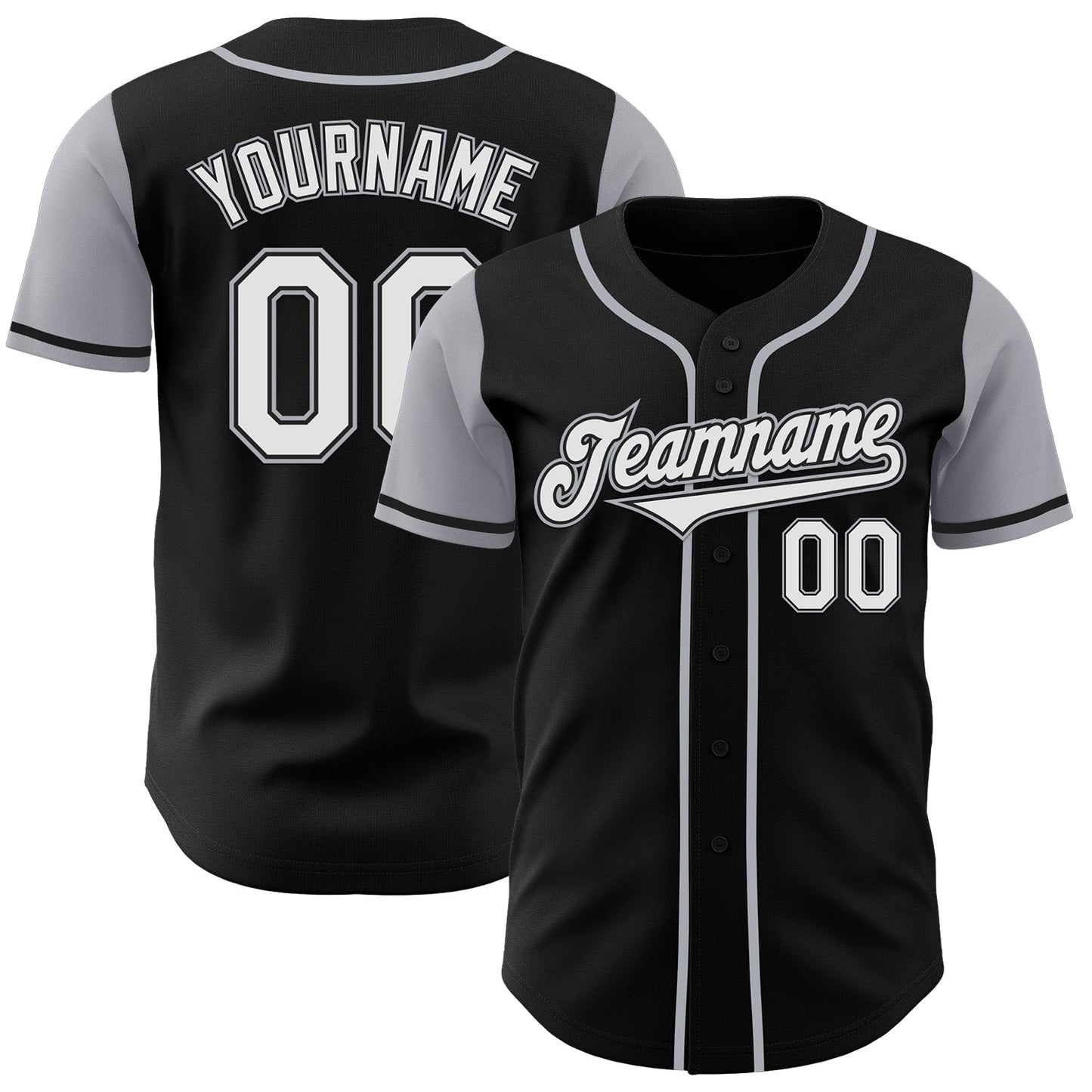 Custom Black White-Gray Authentic Two Tone Baseball Jersey - Main View