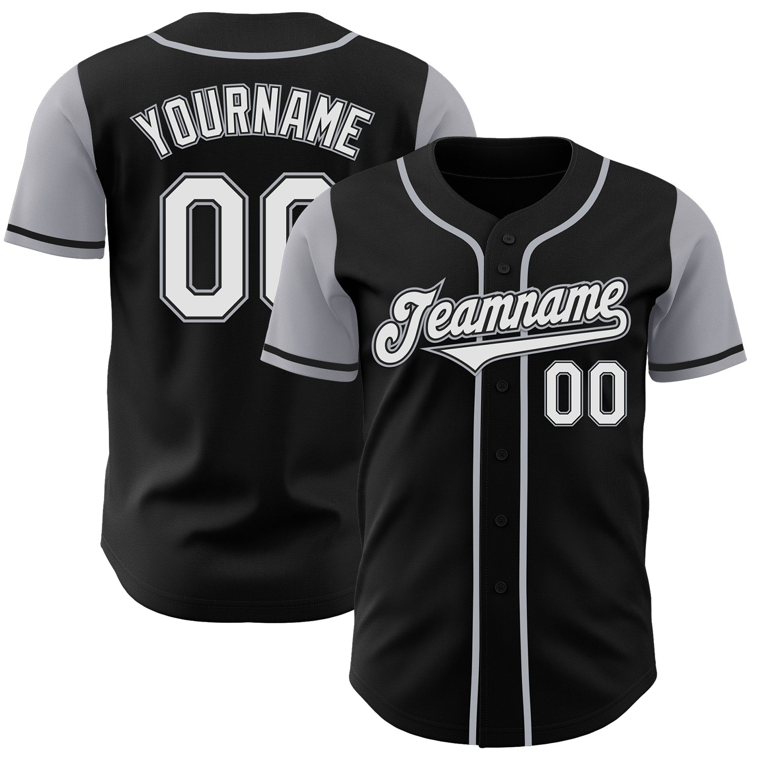 Custom Black White-Gray Authentic Two Tone Baseball Jersey - Main View