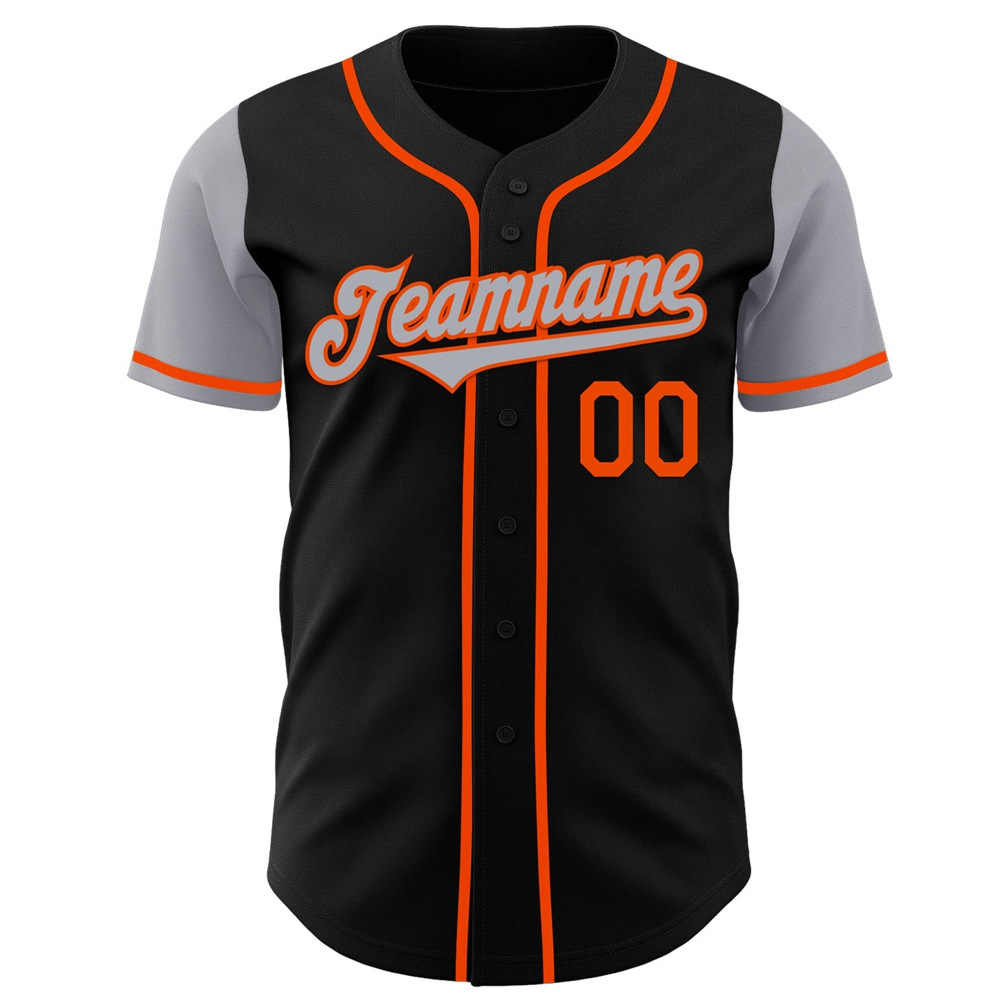 Custom Black Gray-Orange Authentic Two Tone Baseball Jersey view 2
