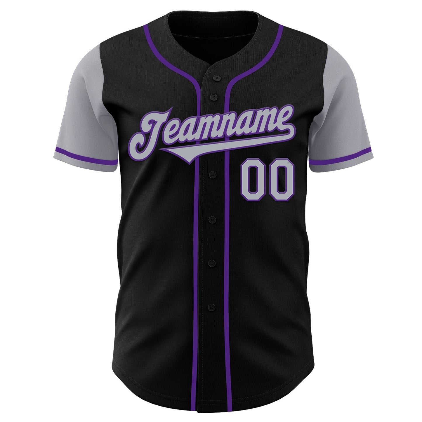 Custom Black Gray-Purple Authentic Two Tone Baseball Jersey view 2
