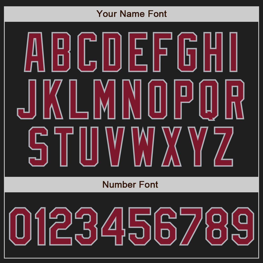 Custom Black Crimson-Gray Authentic Two Tone Baseball Jersey view 5