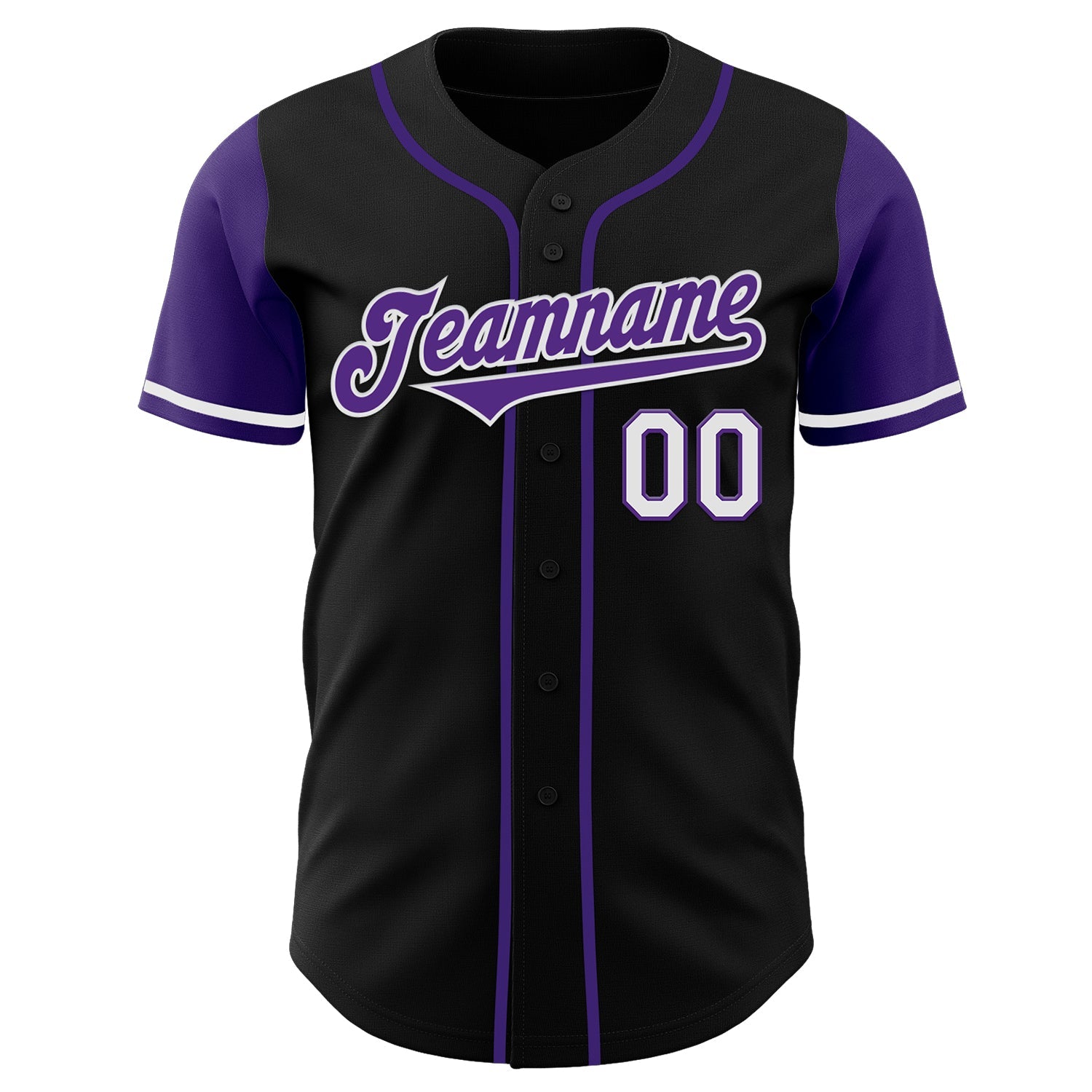 Custom Black Purple-White Authentic Two Tone Baseball Jersey view 2