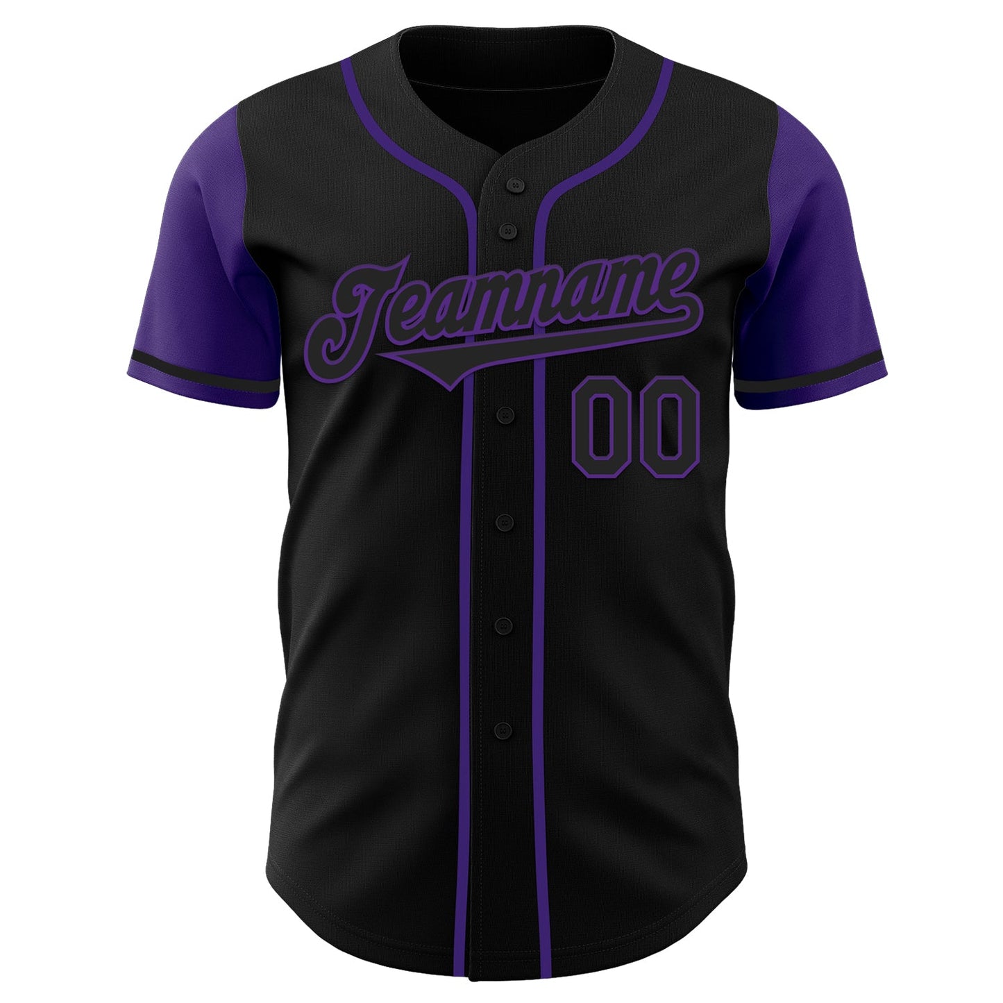 Custom Black Purple Authentic Two Tone Baseball Jersey view 2