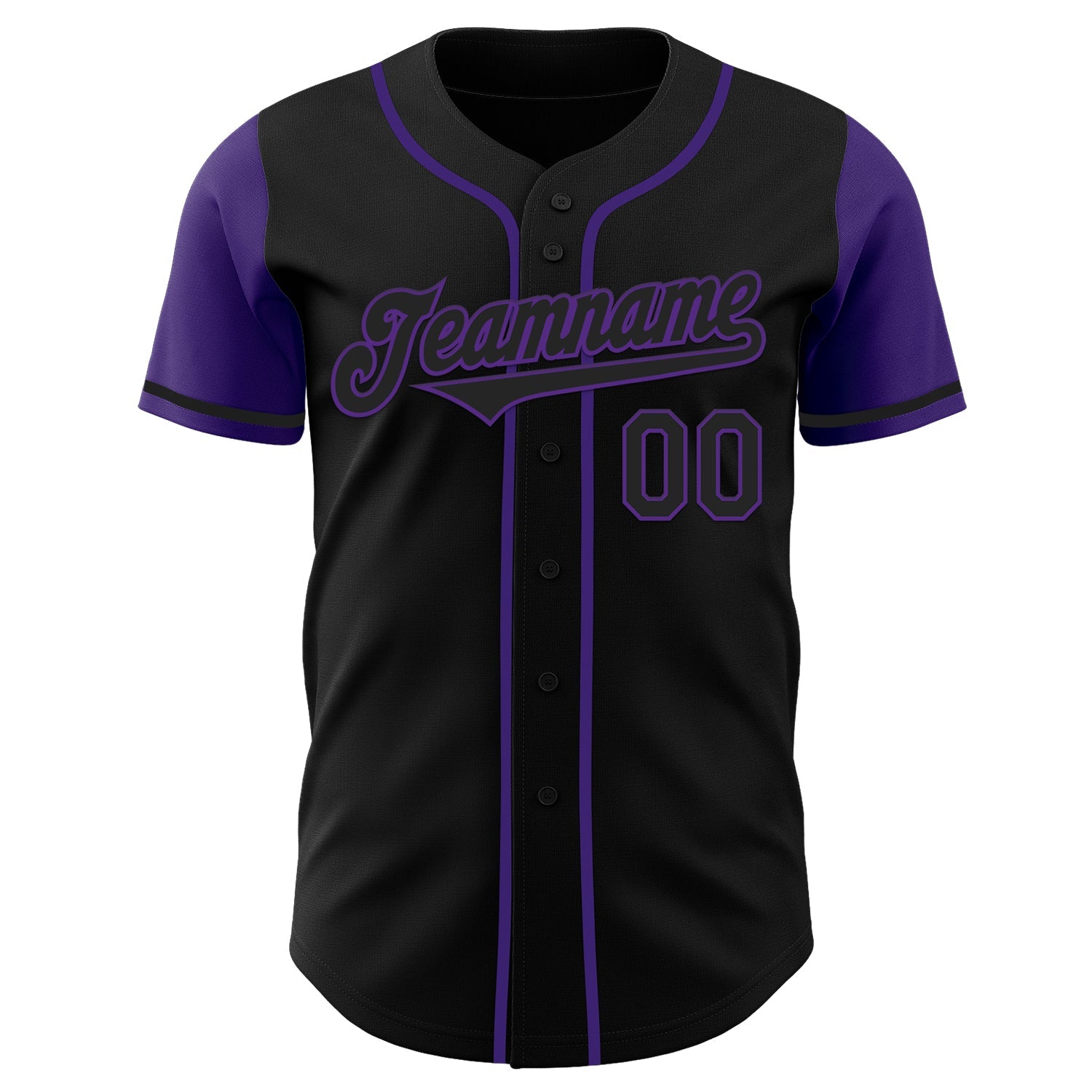 Custom Black Purple Authentic Two Tone Baseball Jersey view 2