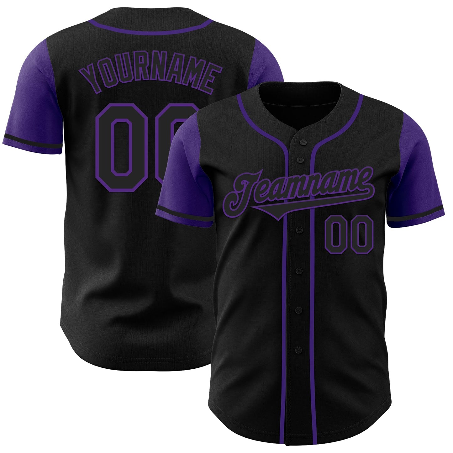 Custom Black Purple Authentic Two Tone Baseball Jersey - Main View