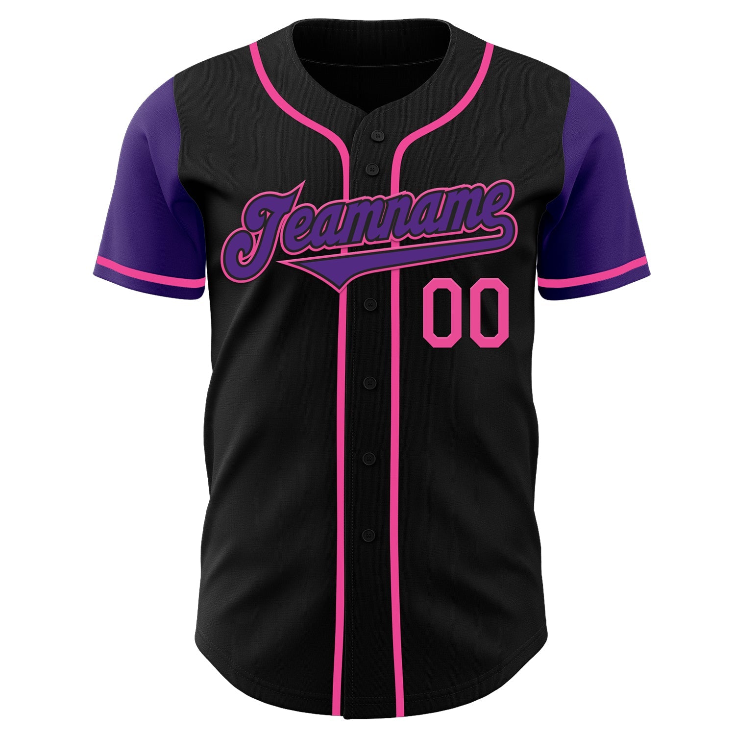Custom Black Purple-Pink Authentic Two Tone Baseball Jersey view 2