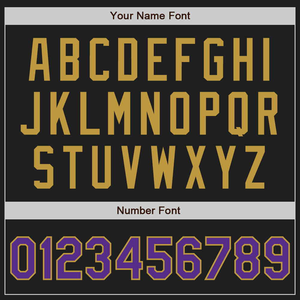 Custom Black Purple-Old Gold Authentic Two Tone Baseball Jersey view 5
