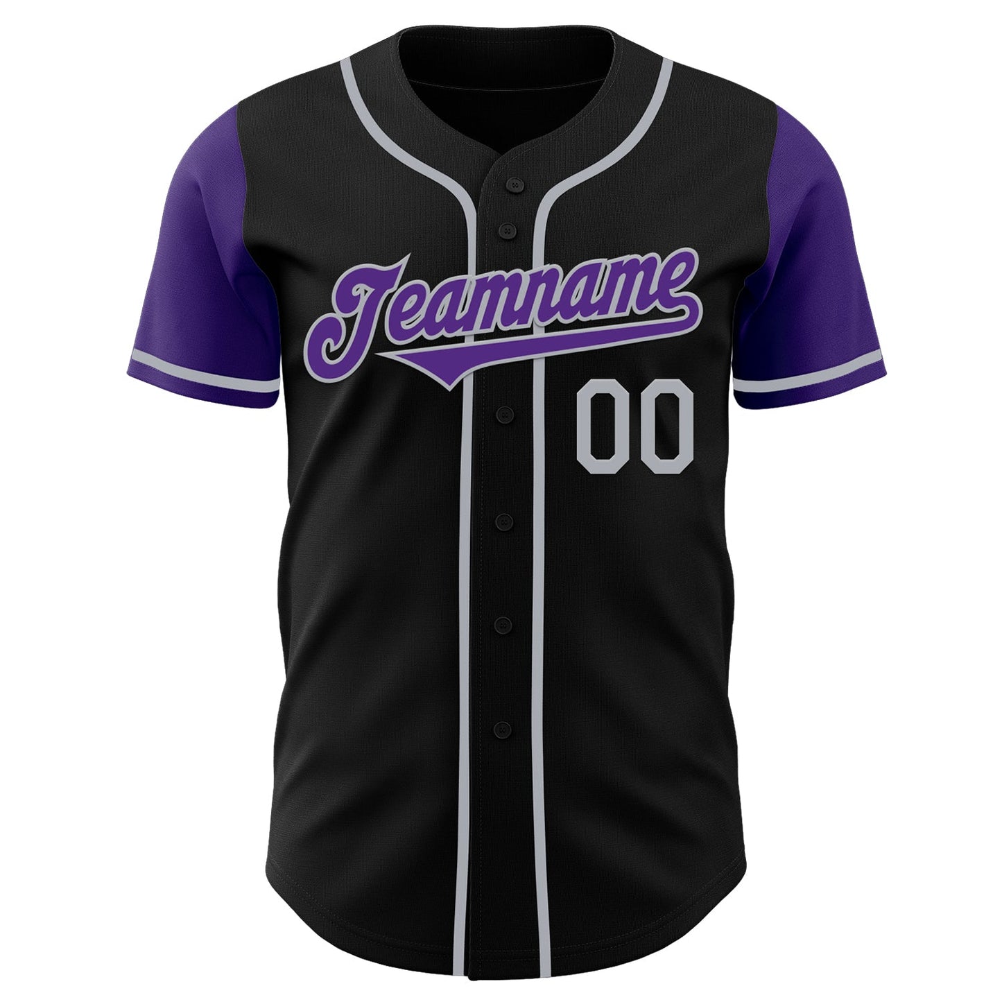 Custom Black Purple-Gray Authentic Two Tone Baseball Jersey view 2