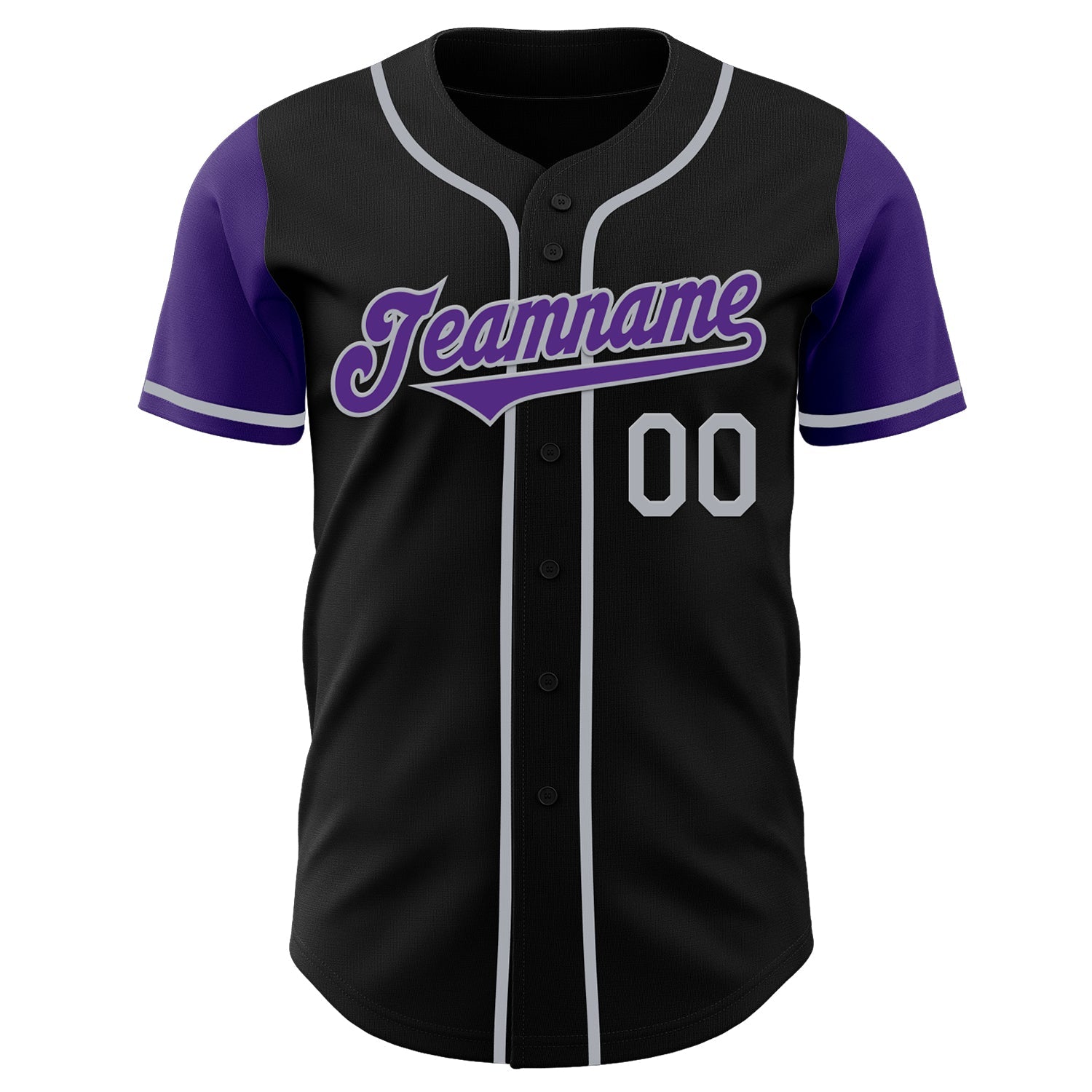 Custom Black Purple-Gray Authentic Two Tone Baseball Jersey view 2