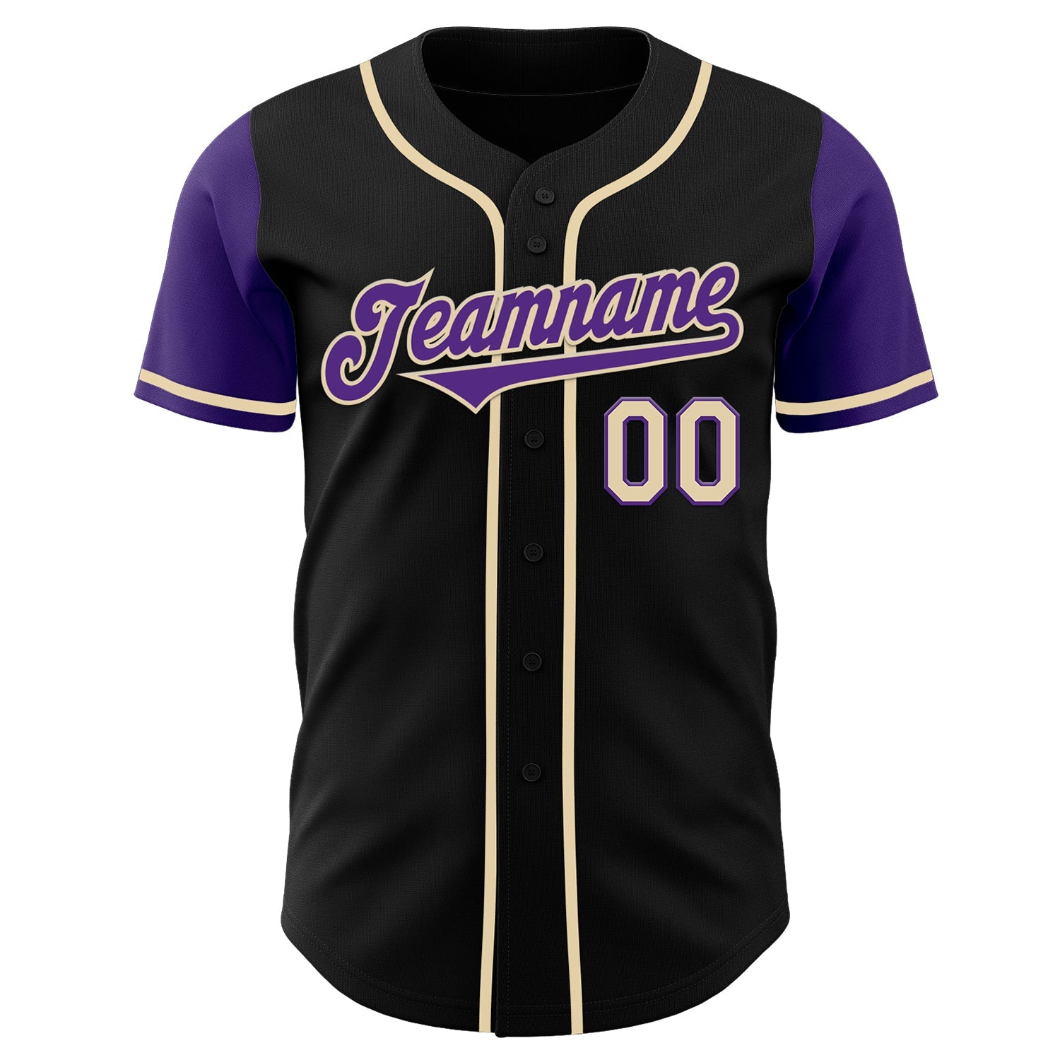 Custom Black Purple-Cream Authentic Two Tone Baseball Jersey view 2
