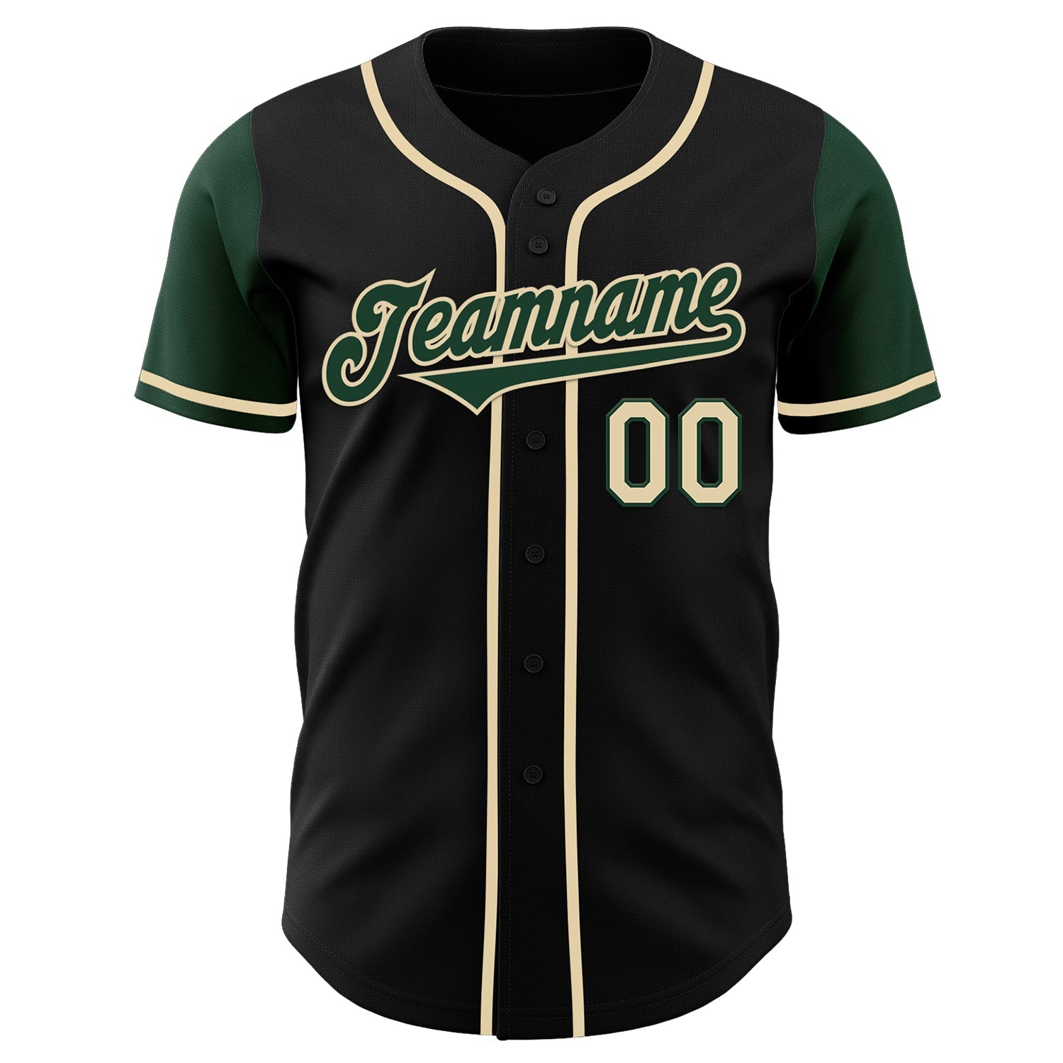 Custom Black Green-Cream Authentic Two Tone Baseball Jersey view 2