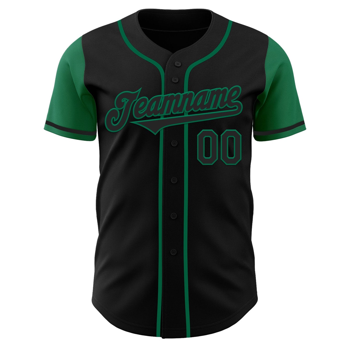 Custom Black Kelly Green Authentic Two Tone Baseball Jersey view 2