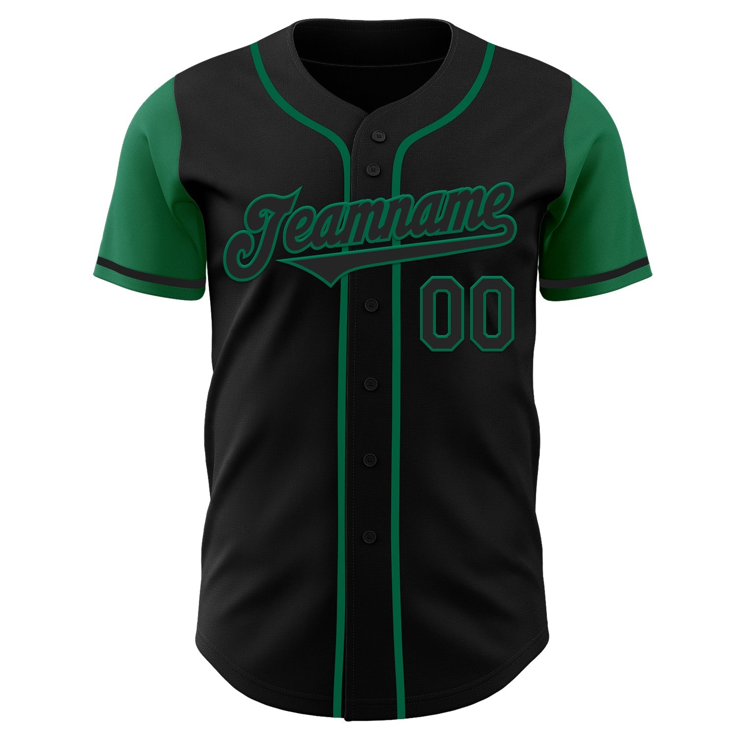 Custom Black Kelly Green Authentic Two Tone Baseball Jersey view 2