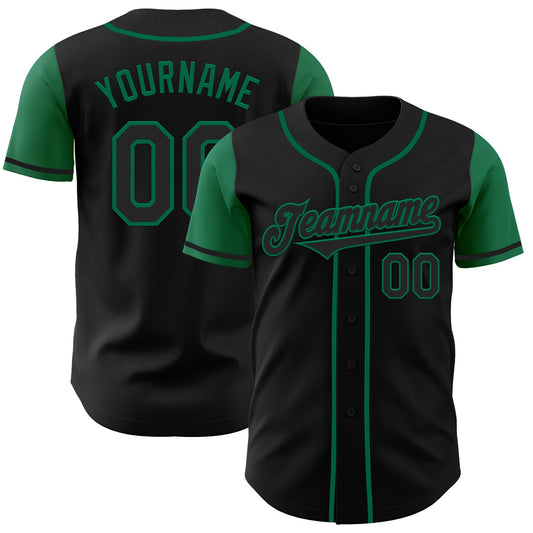 Custom Black Kelly Green Authentic Two Tone Baseball Jersey - Main View