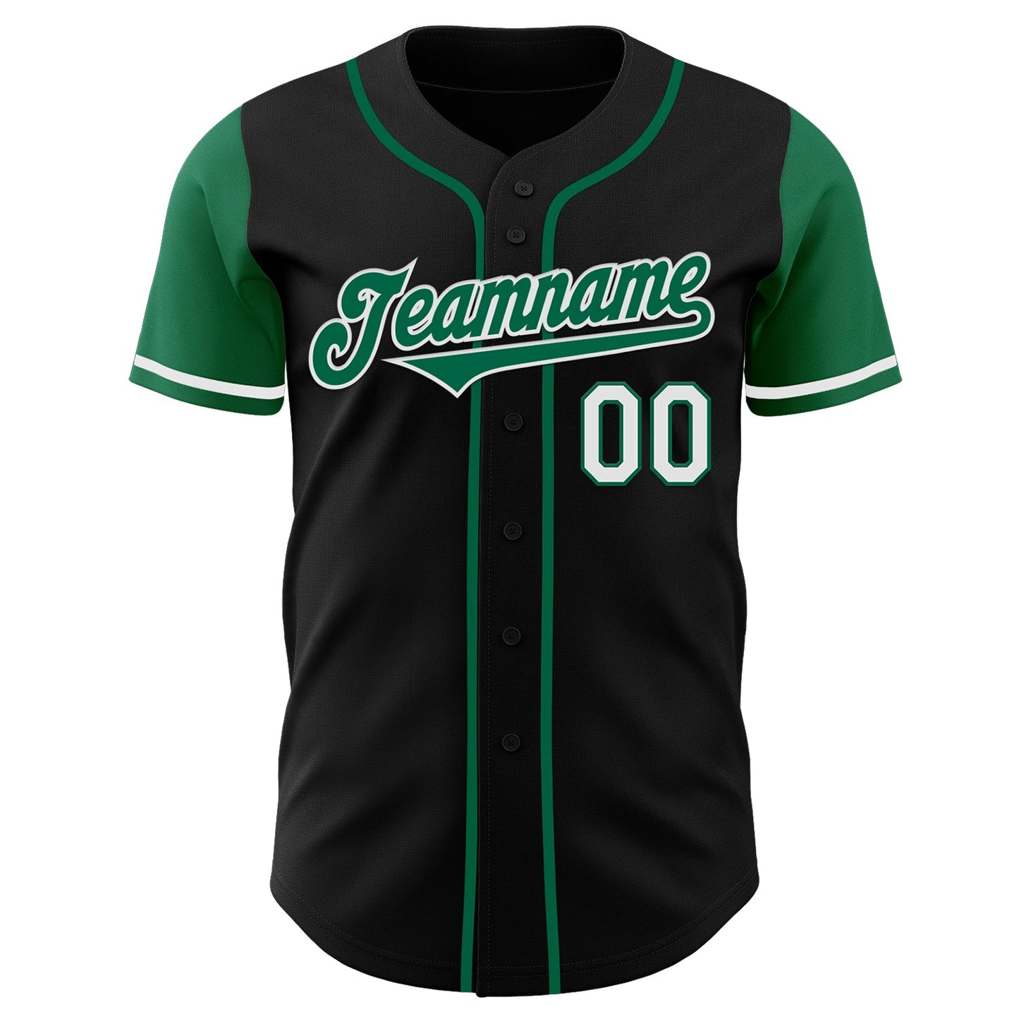 Custom Black Kelly Green-White Authentic Two Tone Baseball Jersey view 2