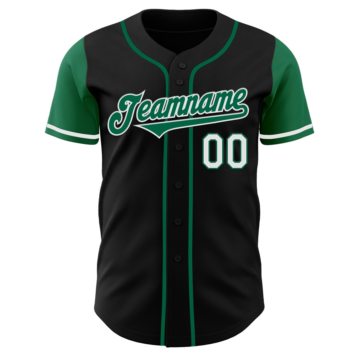 Custom Black Kelly Green-White Authentic Two Tone Baseball Jersey view 2