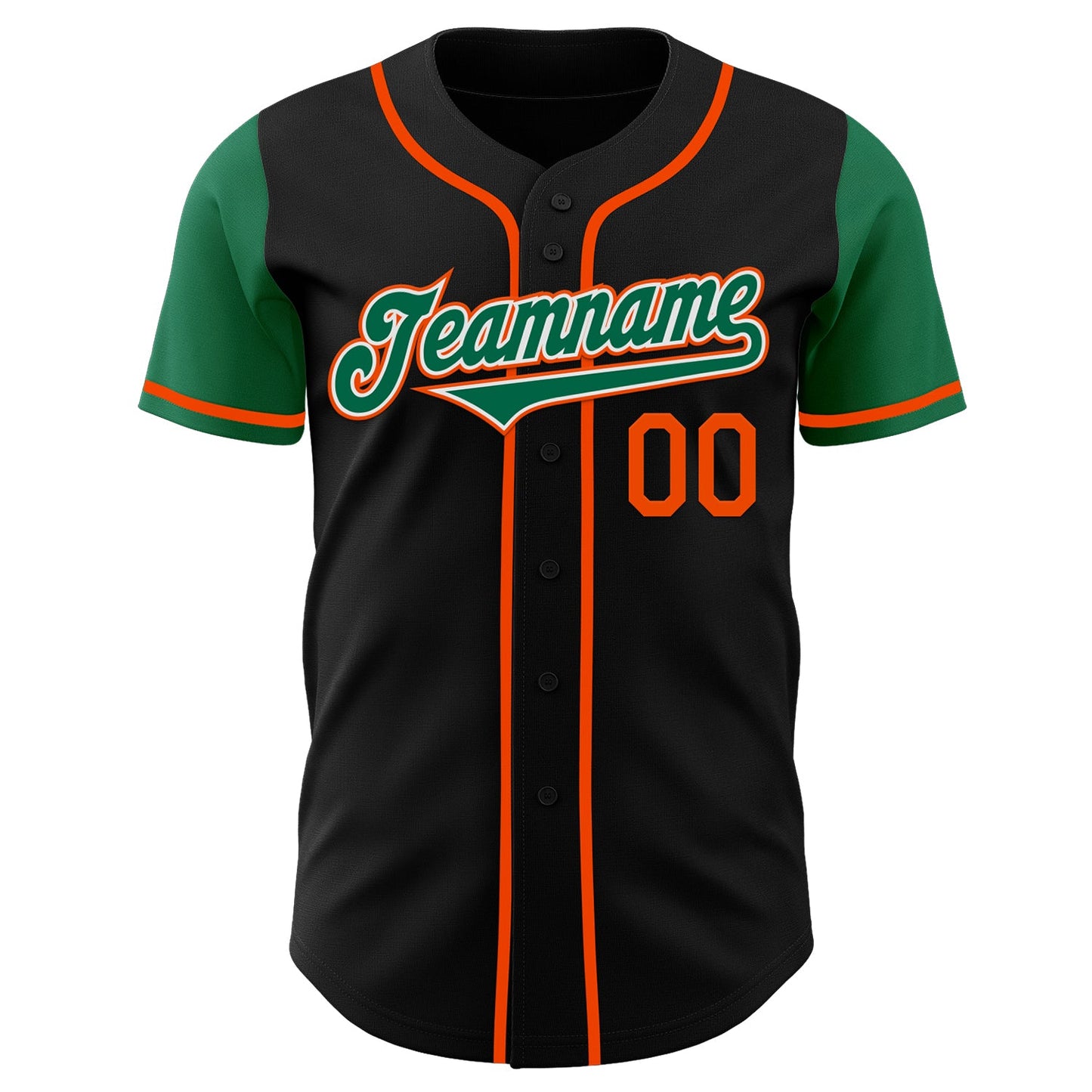 Custom Black Kelly Green-Orange Authentic Two Tone Baseball Jersey view 2