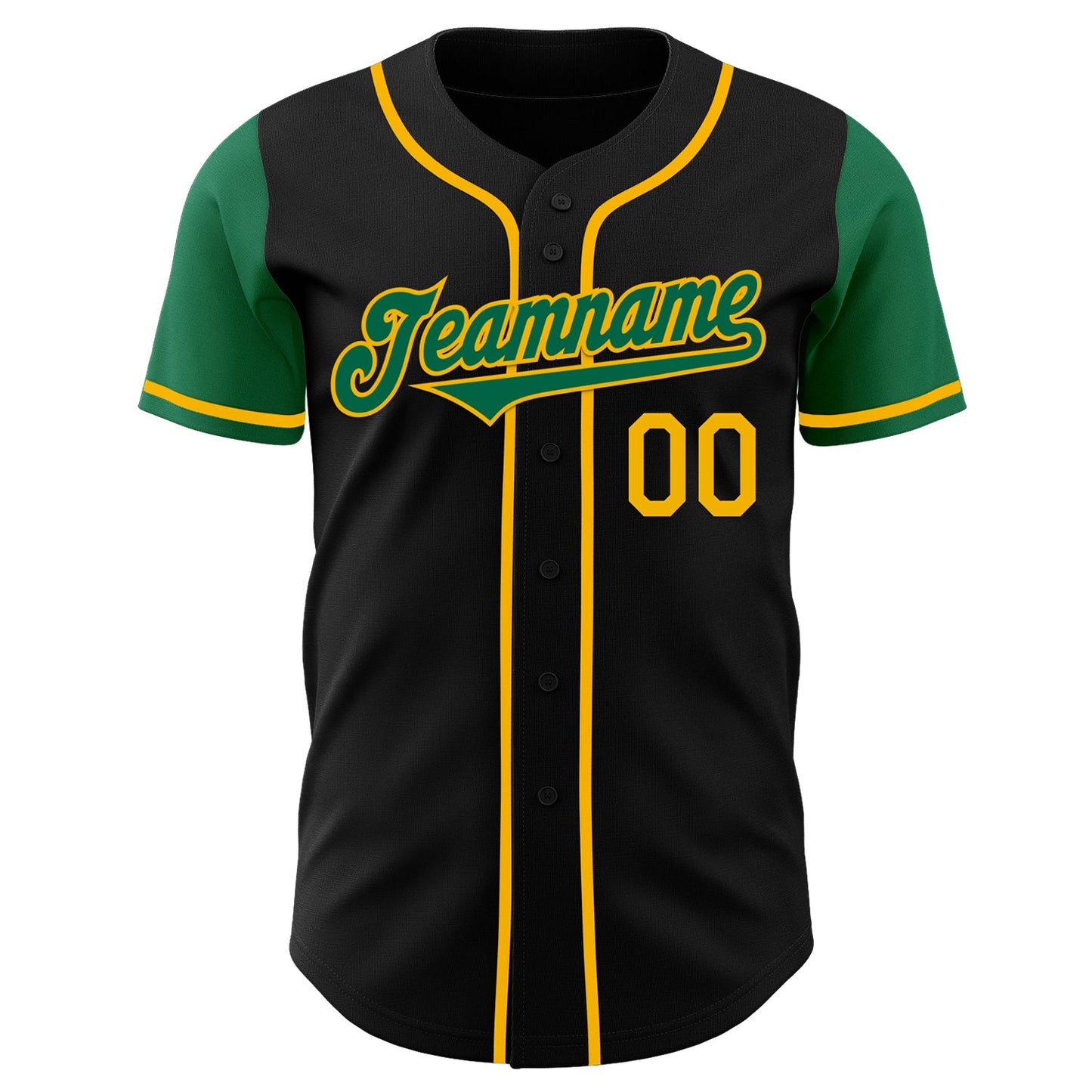 Custom Black Kelly Green-Gold Authentic Two Tone Baseball Jersey view 2