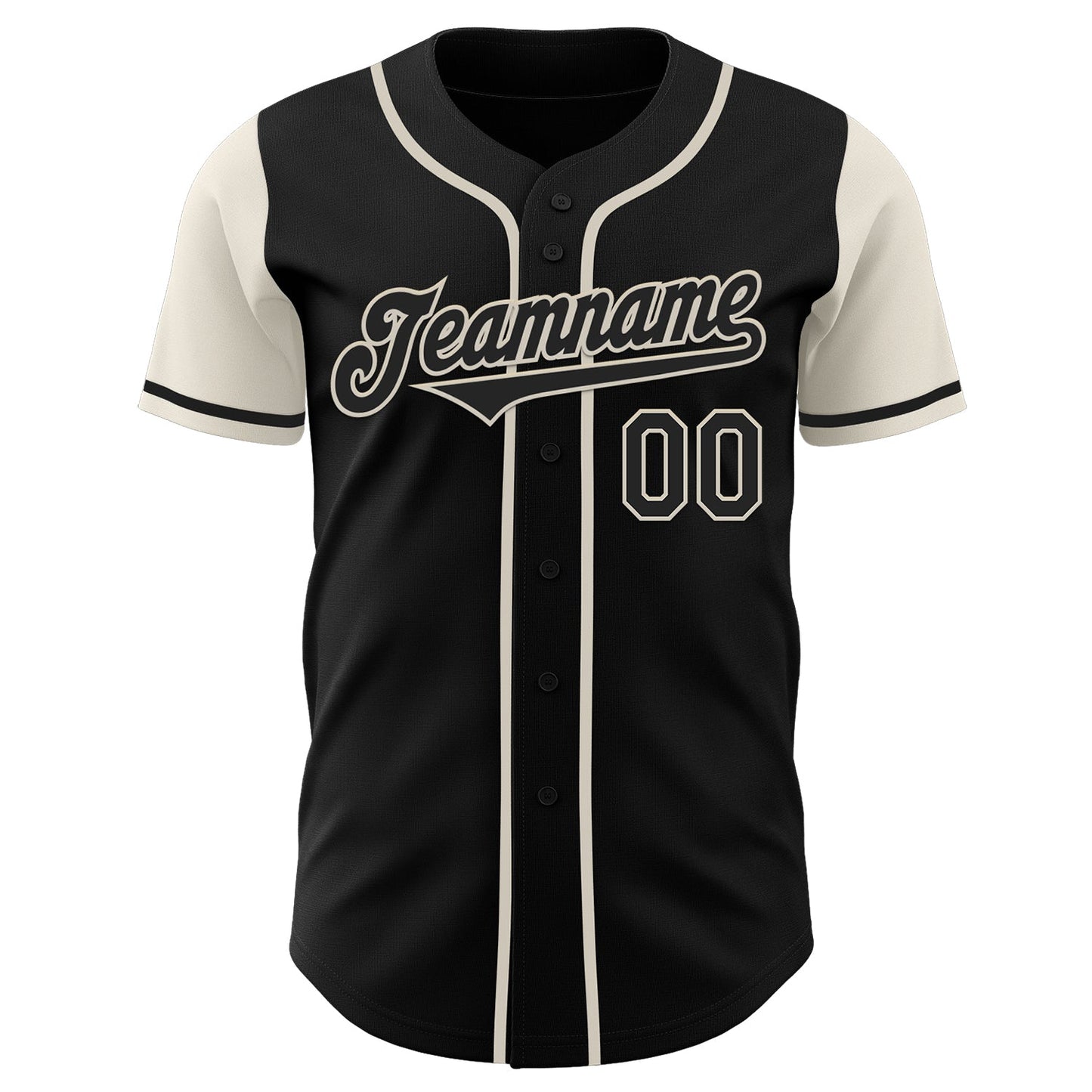 Custom Black Cream Authentic Two Tone Baseball Jersey view 2