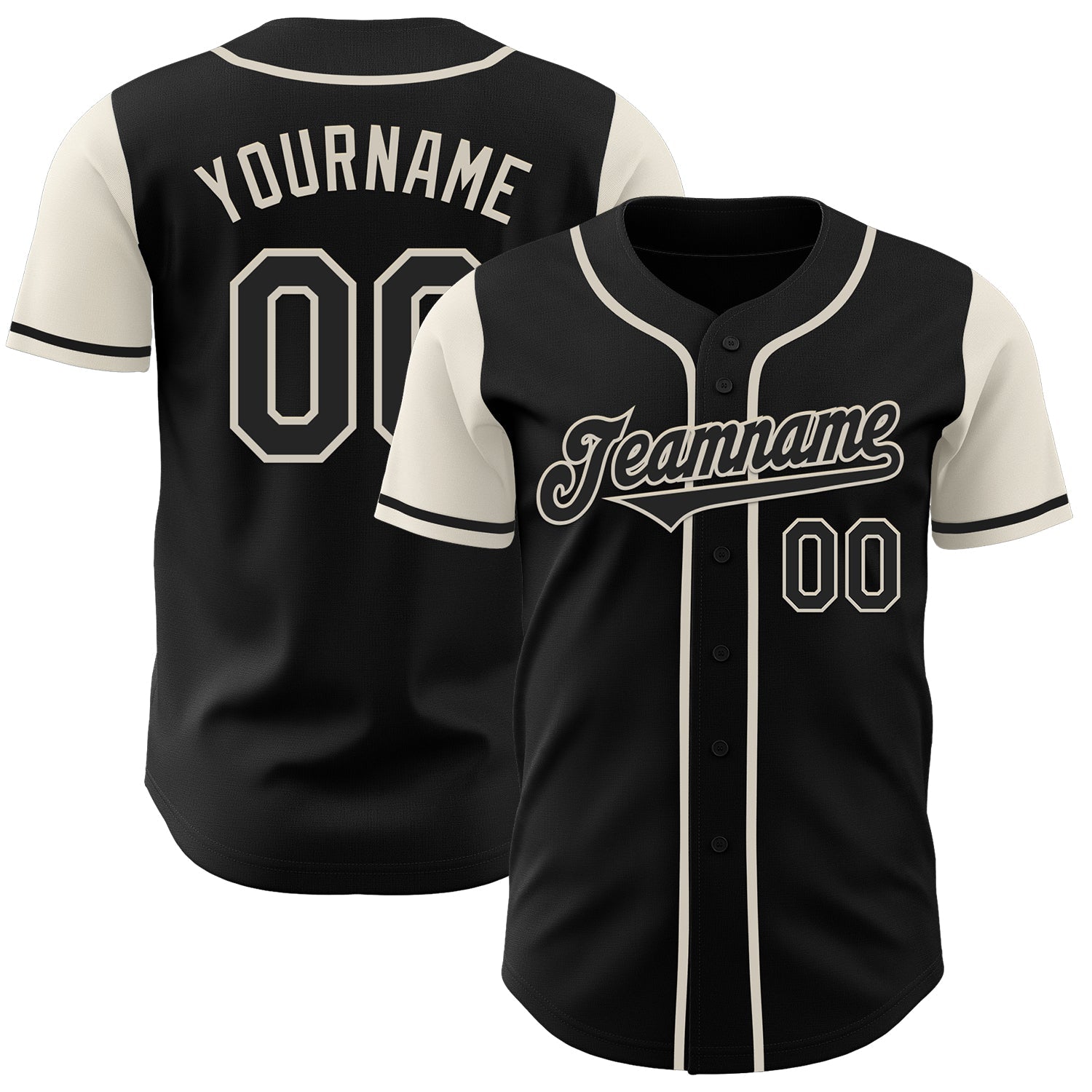 Custom Black Cream Authentic Two Tone Baseball Jersey - Main View