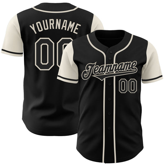 Custom Black Cream Authentic Two Tone Baseball Jersey - Main View