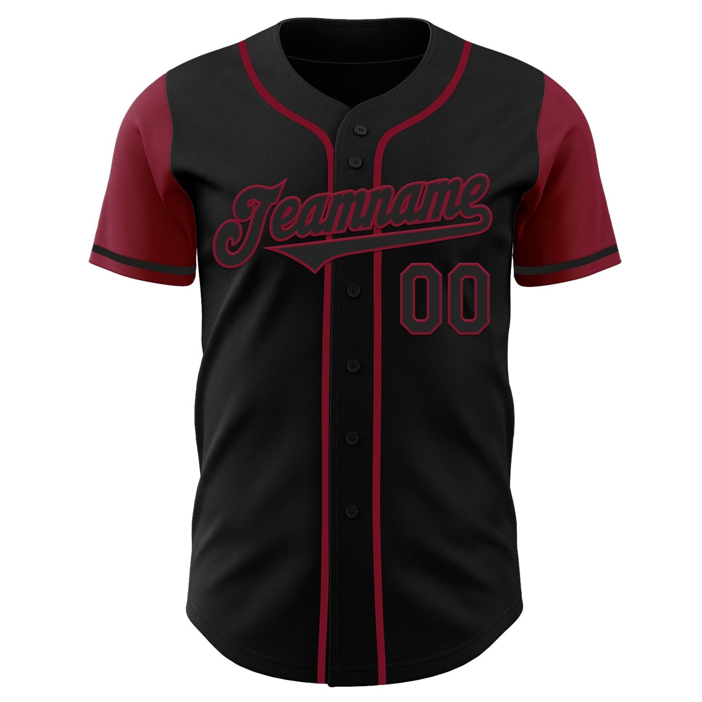 Custom Black Crimson Authentic Two Tone Baseball Jersey view 2