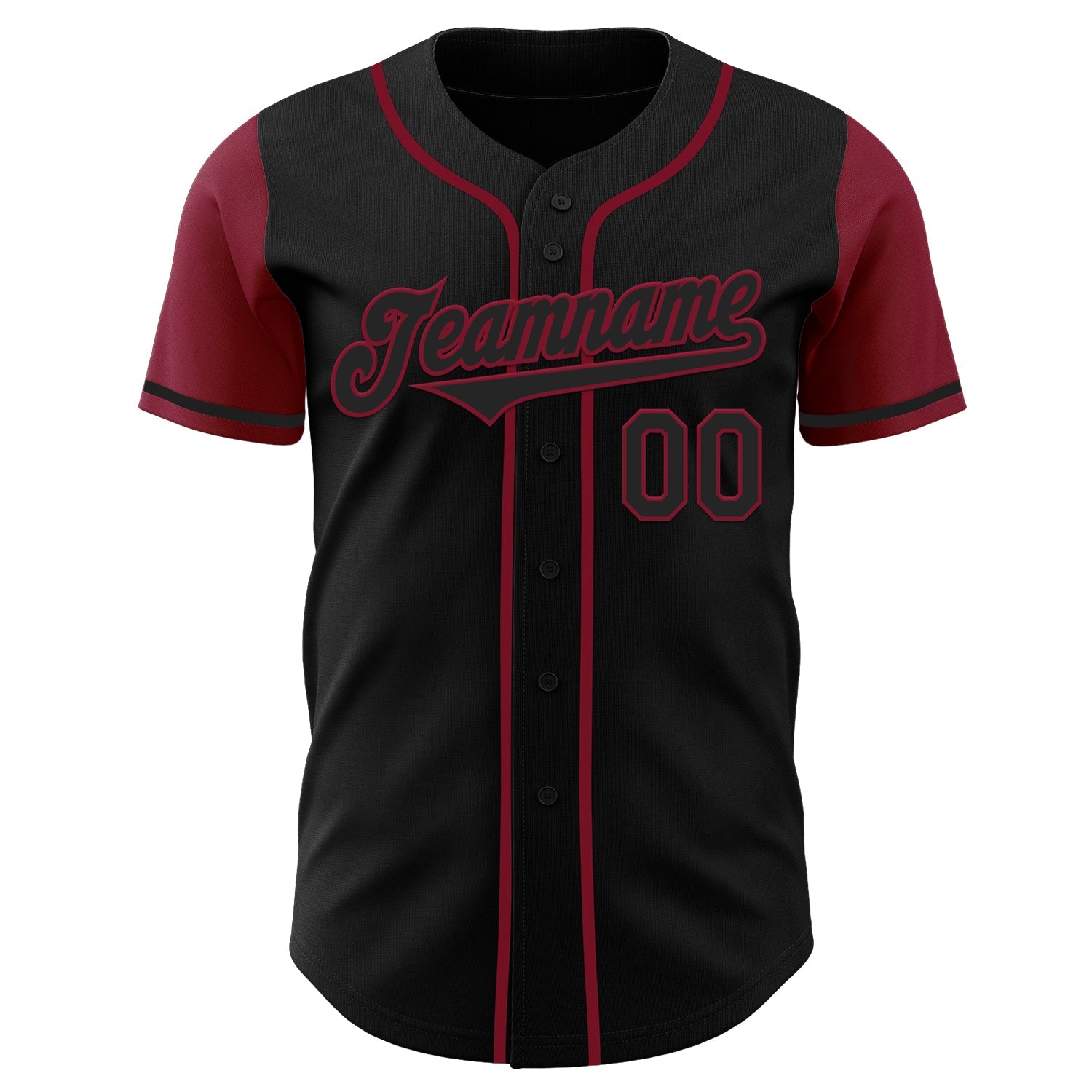 Custom Black Crimson Authentic Two Tone Baseball Jersey view 2