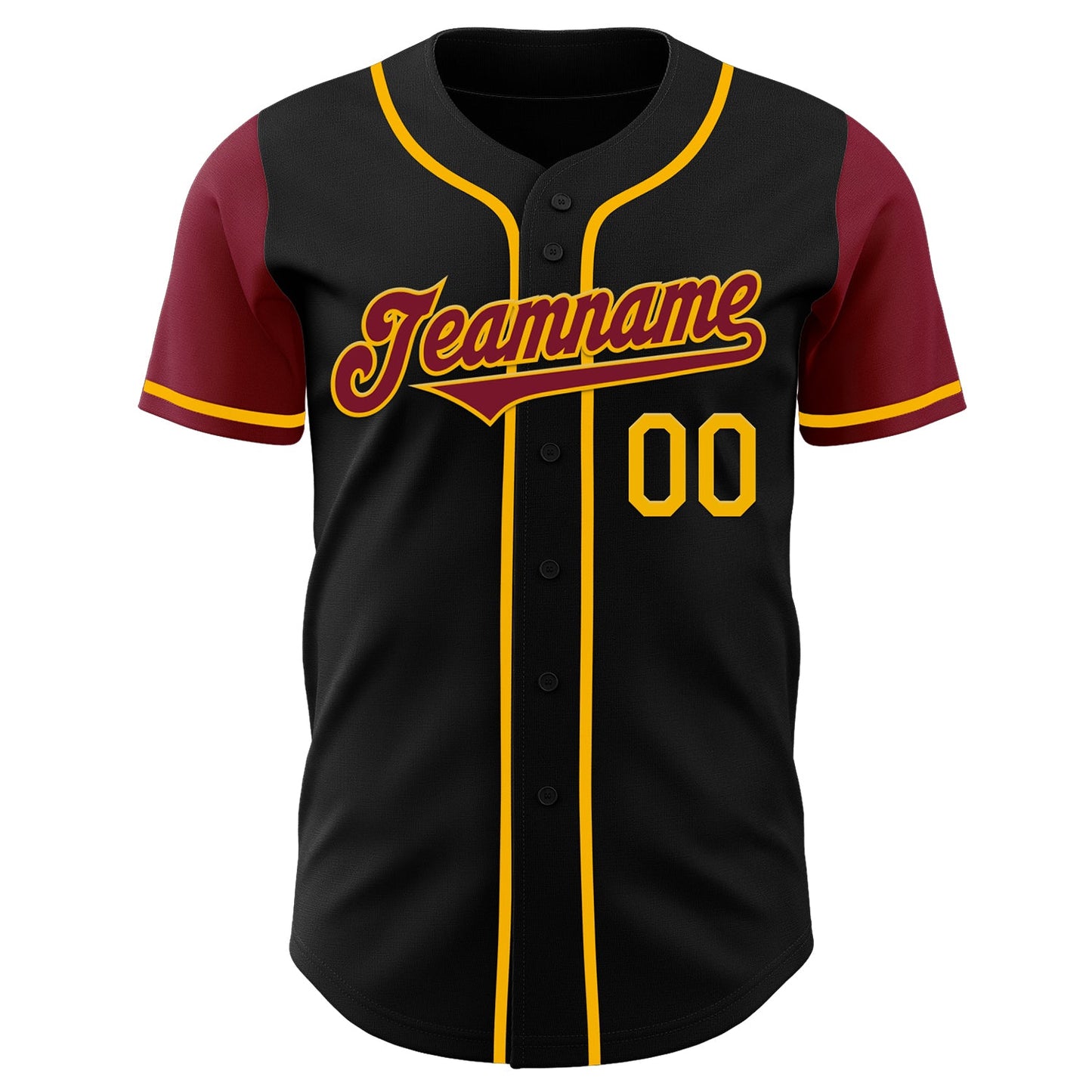 Custom Black Crimson-Gold Authentic Two Tone Baseball Jersey view 2