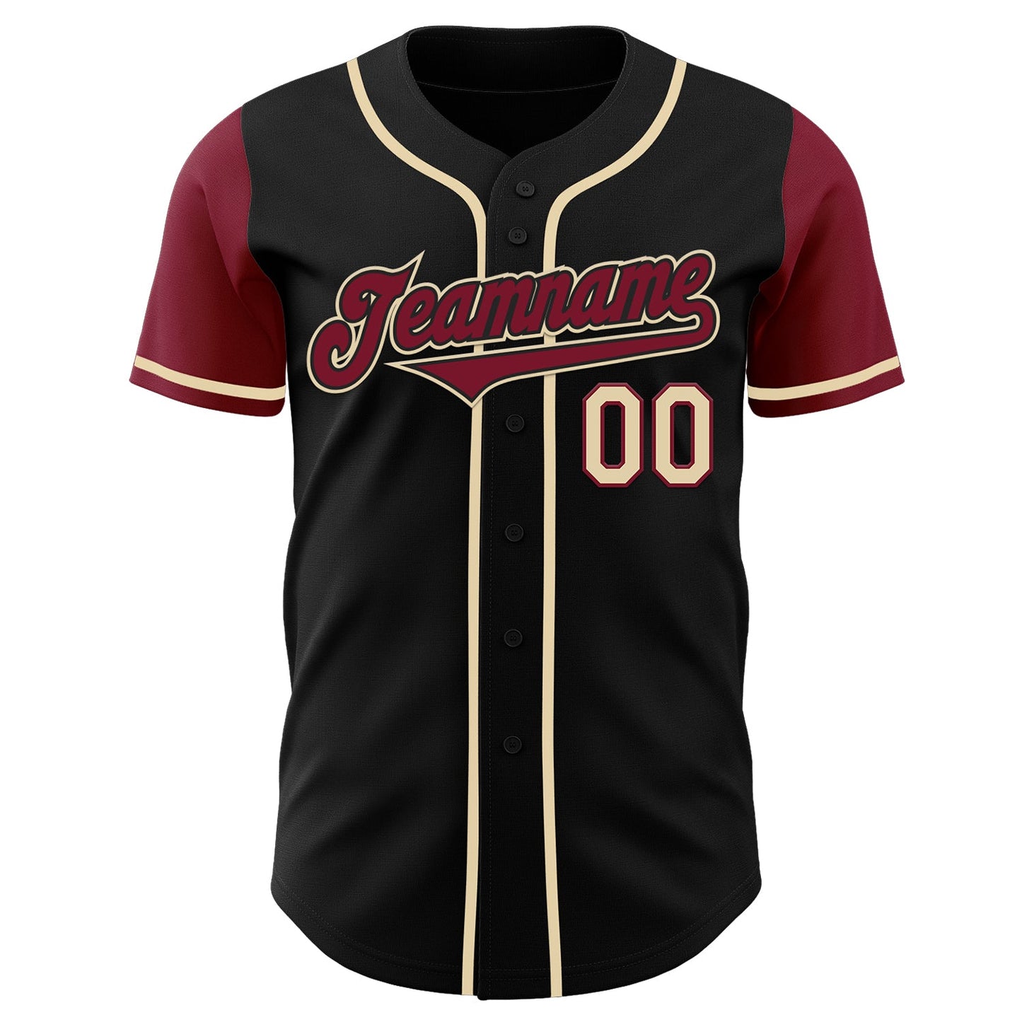 Custom Black Crimson-Cream Authentic Two Tone Baseball Jersey view 2