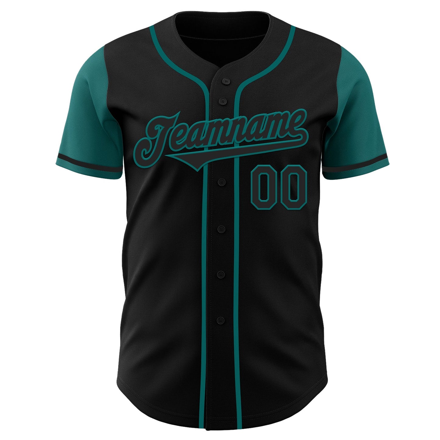 Custom Black Teal Authentic Two Tone Baseball Jersey view 2