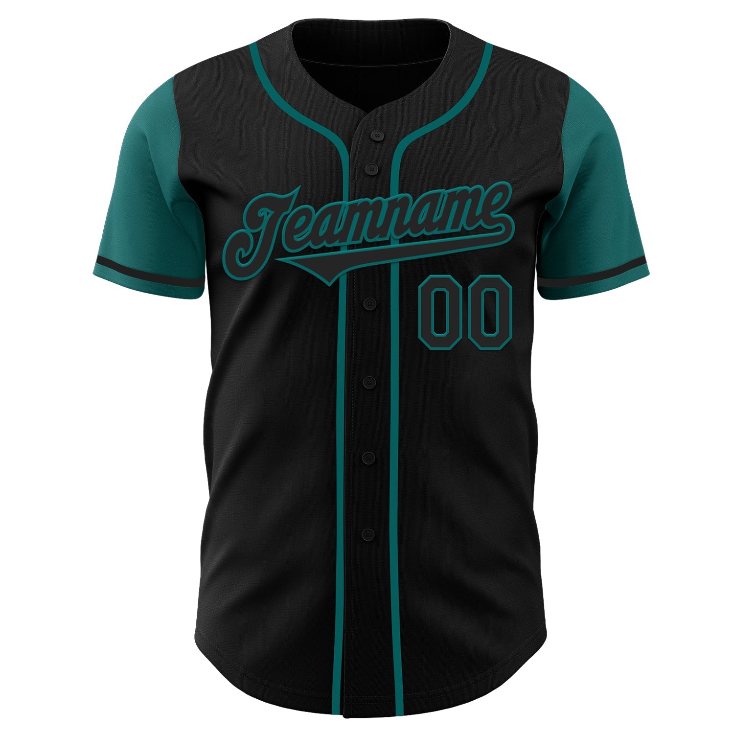 Custom Black Teal Authentic Two Tone Baseball Jersey view 2