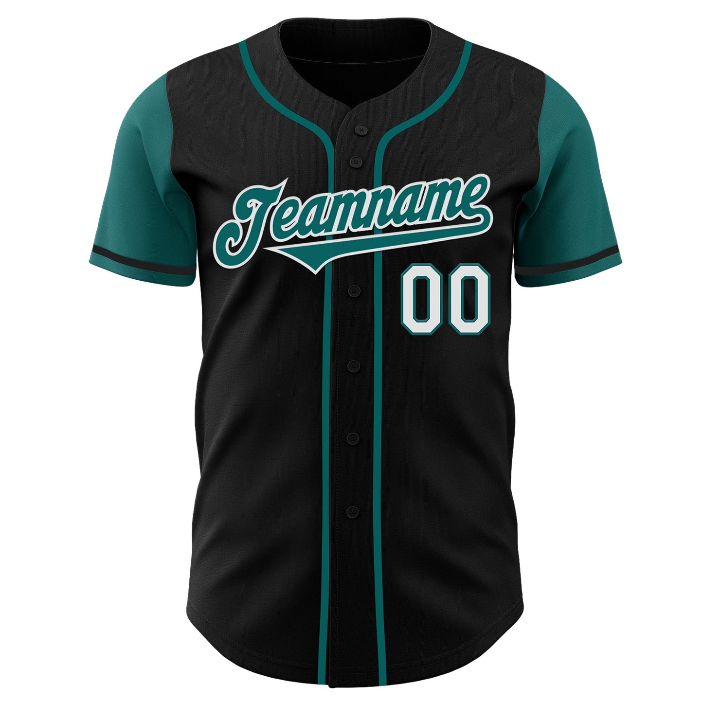Custom Black Teal-White Authentic Two Tone Baseball Jersey view 2